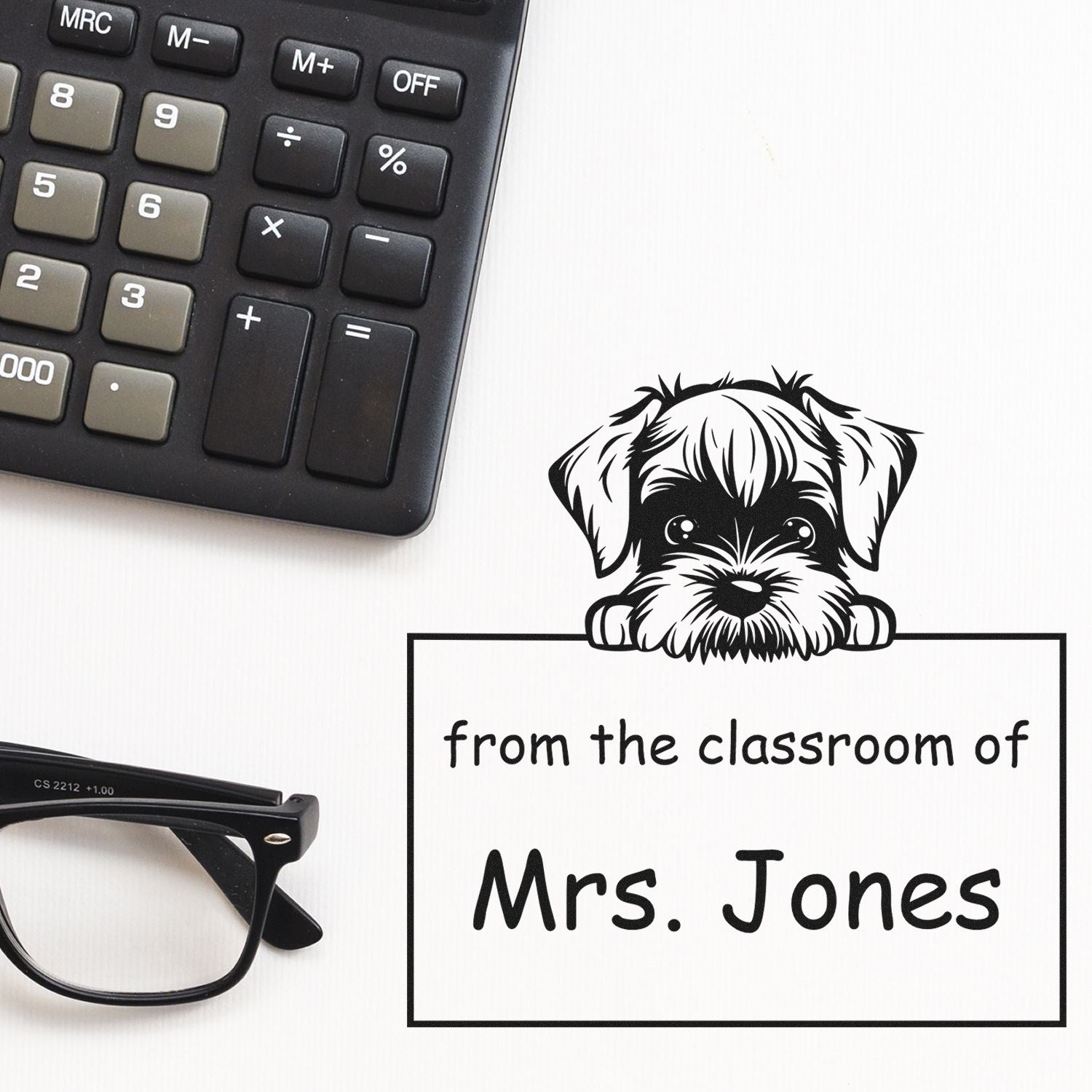 Standard Schnauzer Personalizable Book Return Stamper Pre-Inked - Engineer Seal Stamps