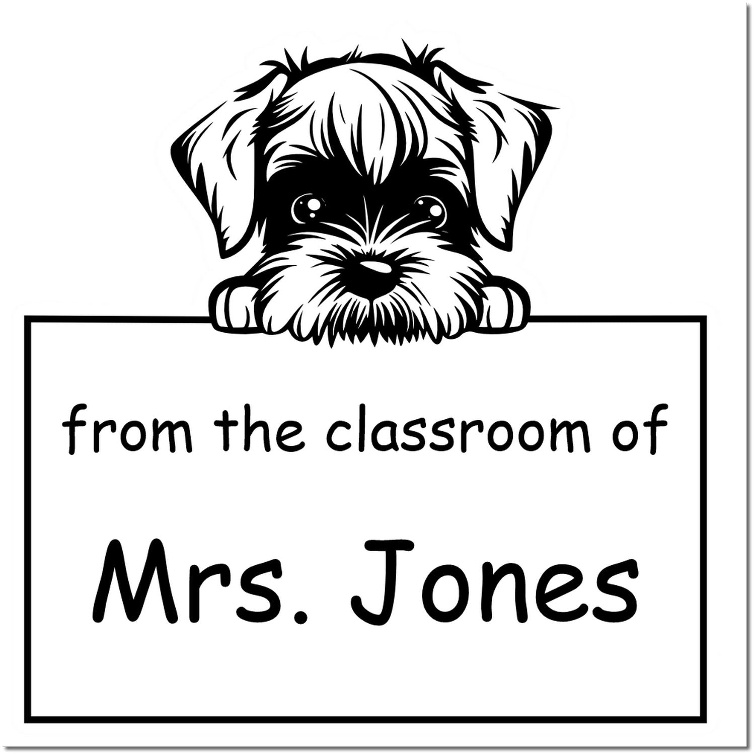 Wood Handle Standard Schnauzer Puppy Themed Book Return Stamper - Engineer Seal Stamps