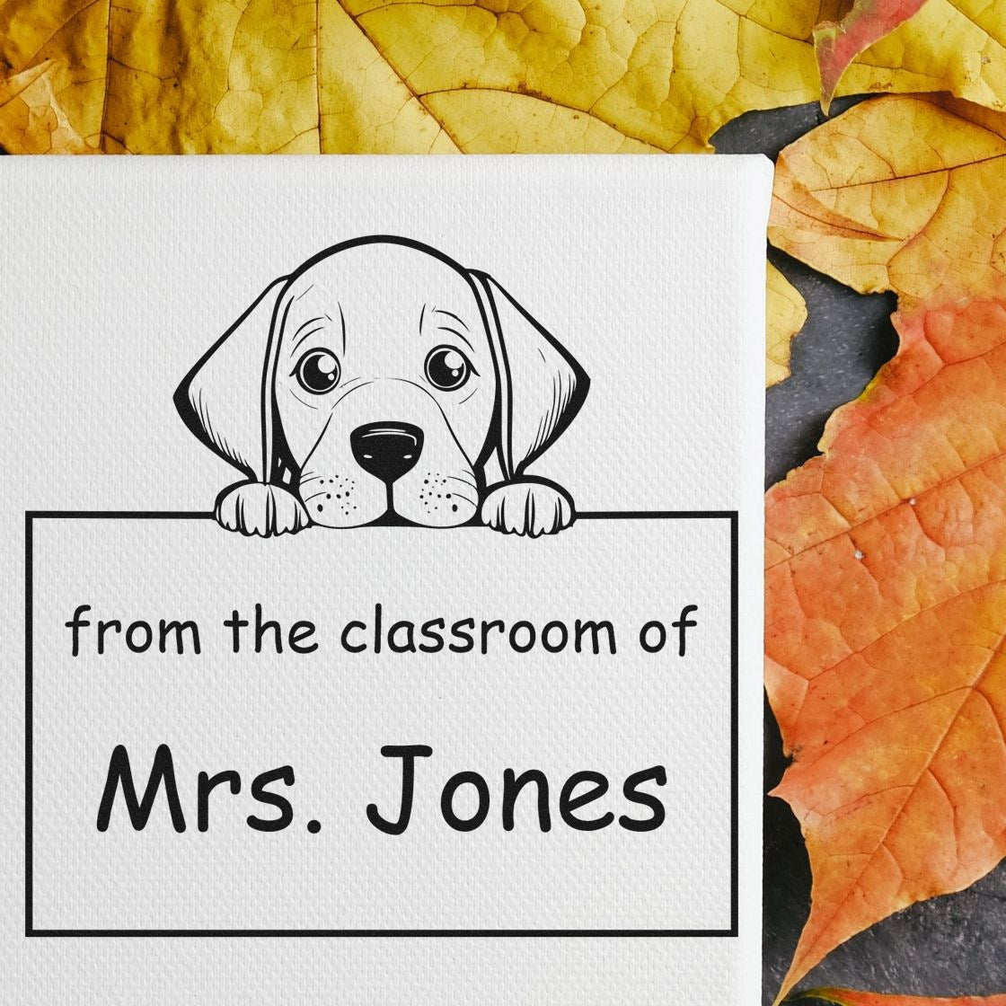 Wood Handle Vizsla Puppy Themed Book Lover In Charge Stamper - Engineer Seal Stamps