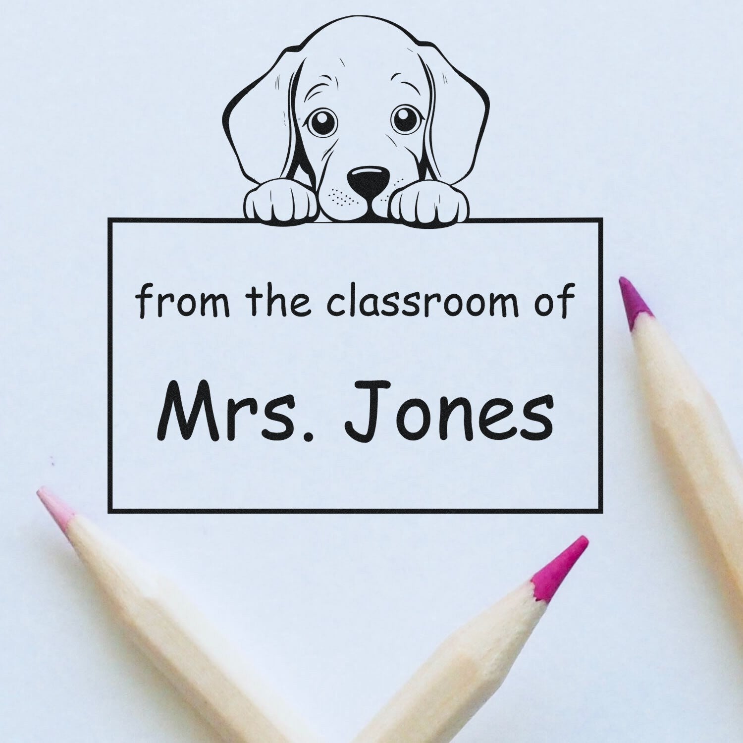 Wood Handle Weimaraner Puppy Themed Book Lover In Charge Stamp - Engineer Seal Stamps