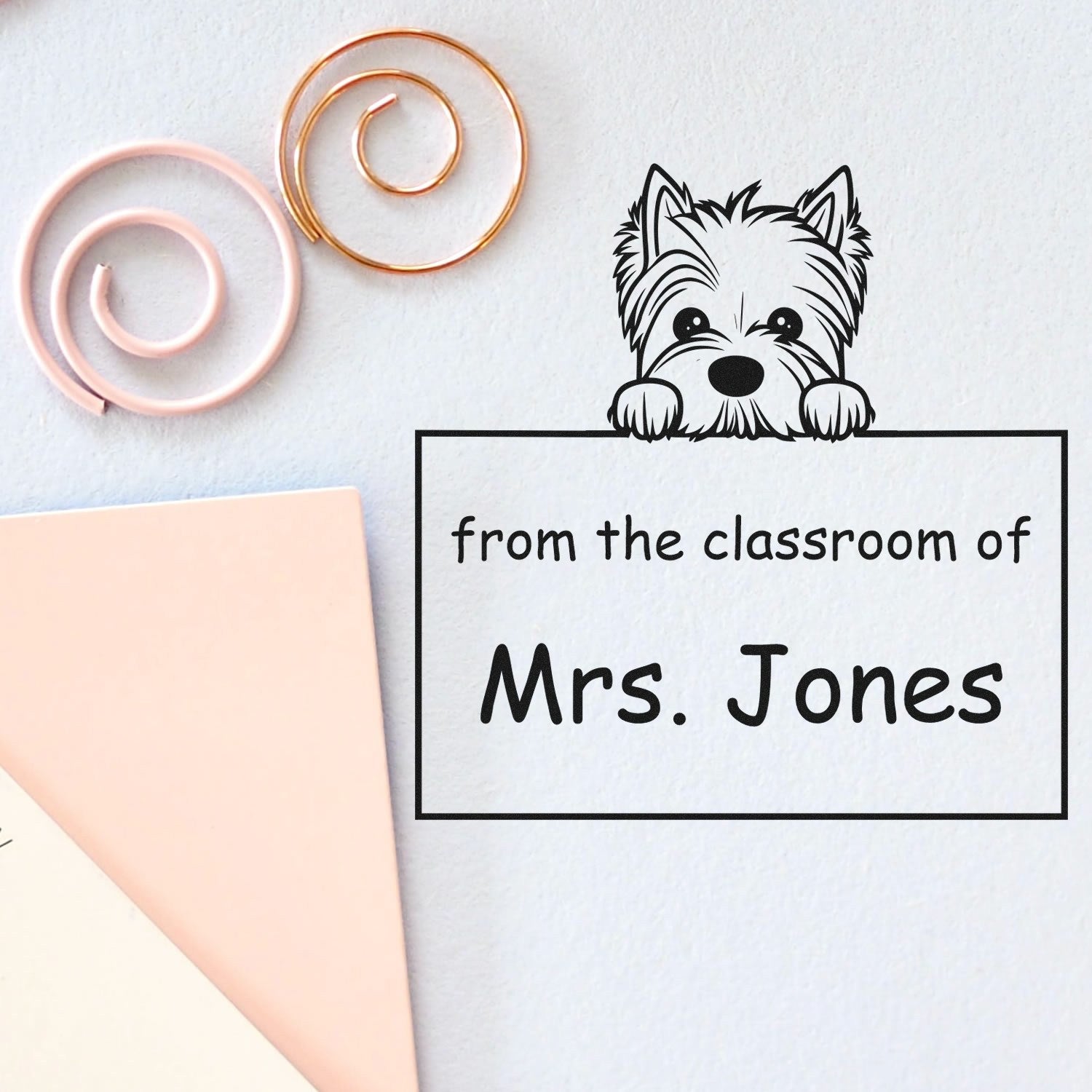 West Highland White Terrier Personalizable Book Label Stamper Pre-Inked - Engineer Seal Stamps