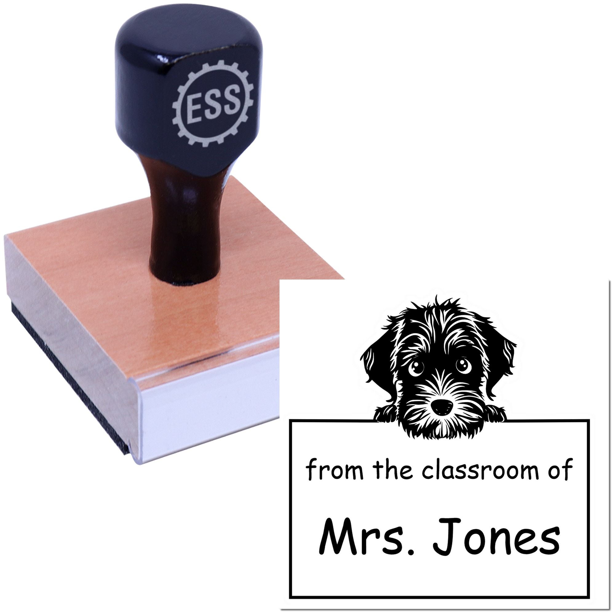 Wood Handle Wirehaired Pointing Griffon Puppy Themed Book Collection Stamper - Engineer Seal Stamps