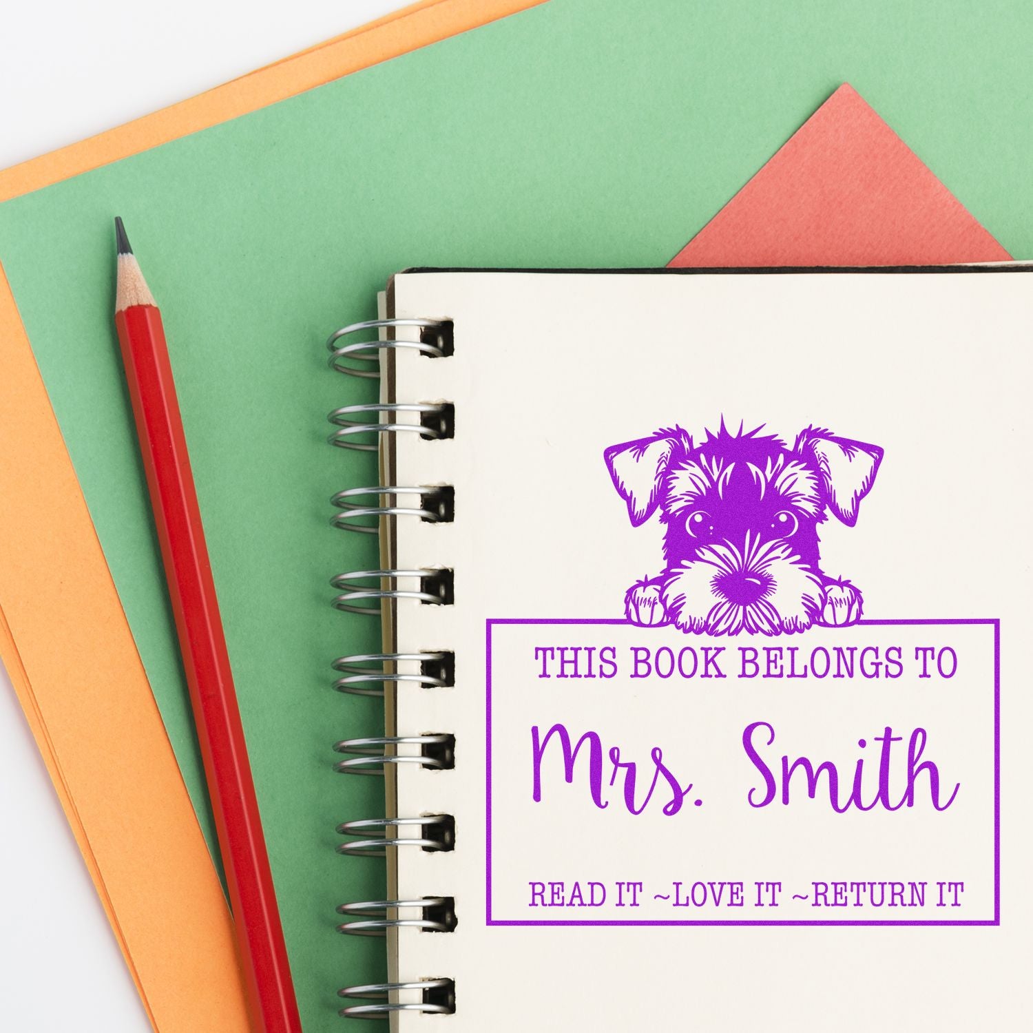 Slim Airedale Terrier Personalized Bookplate Stamp - Engineer Seal Stamps