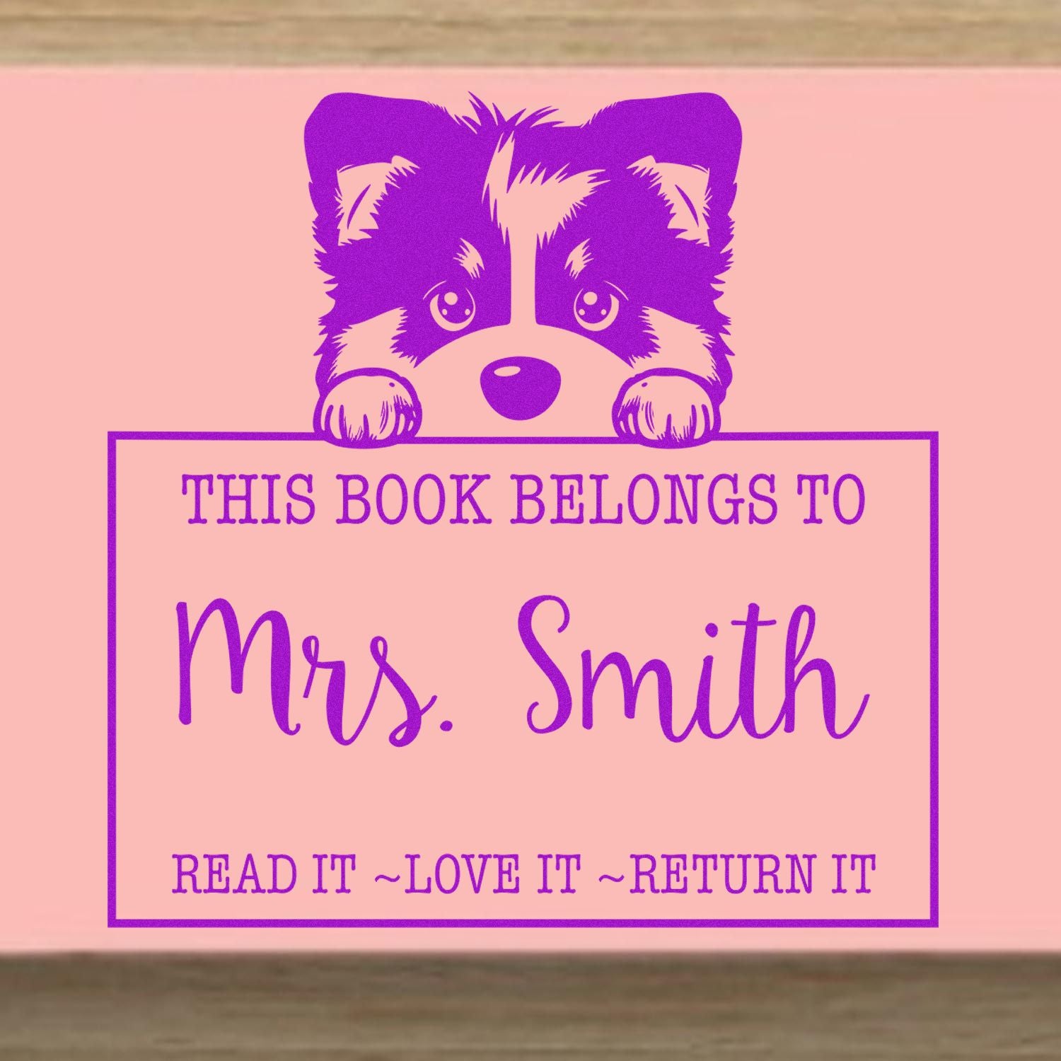 Slim Alaskan Malamute Personalized Book Return Stamp - Engineer Seal Stamps