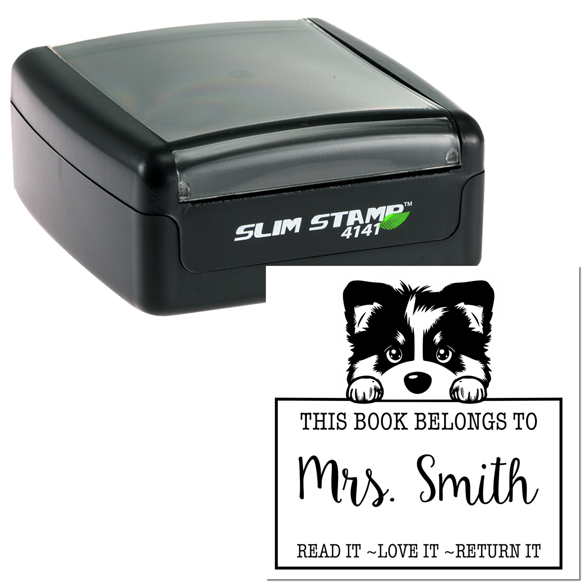 Slim Alaskan Malamute Personalized Book Return Stamp - Engineer Seal Stamps