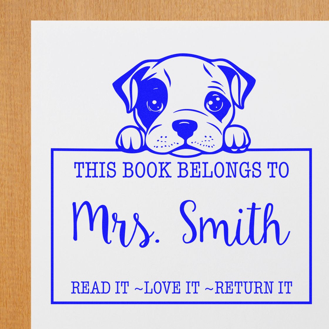 Pre-Inked American Staffordshire Terrier Custom Book Borrowing Stamp - Engineer Seal Stamps