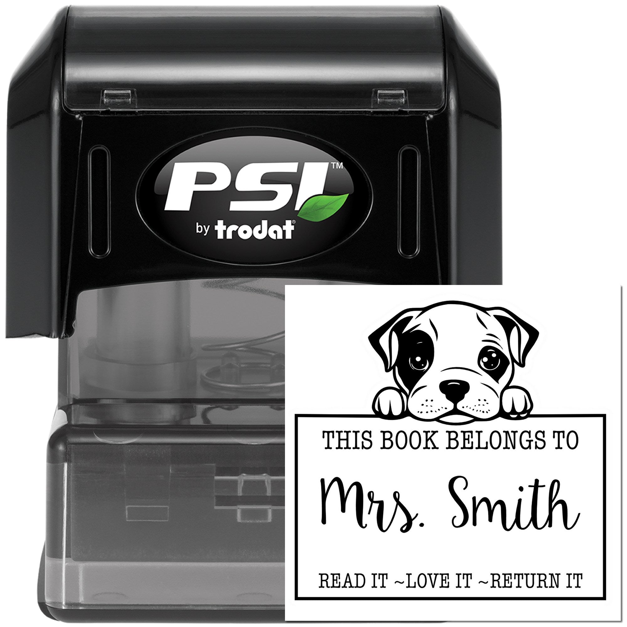 Pre-Inked American Staffordshire Terrier Custom Book Borrowing Stamp - Engineer Seal Stamps