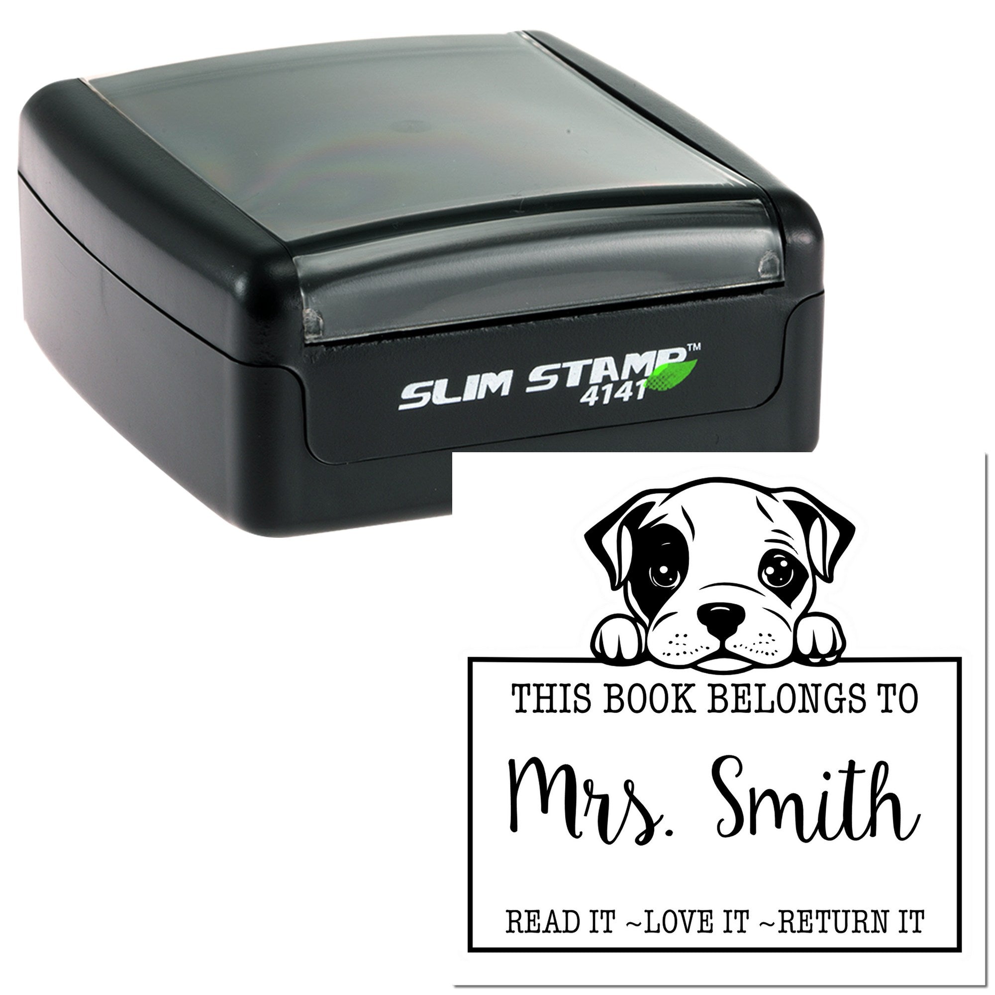 Slim American Staffordshire Terrier Personalized Book Ownership Stamp - Engineer Seal Stamps