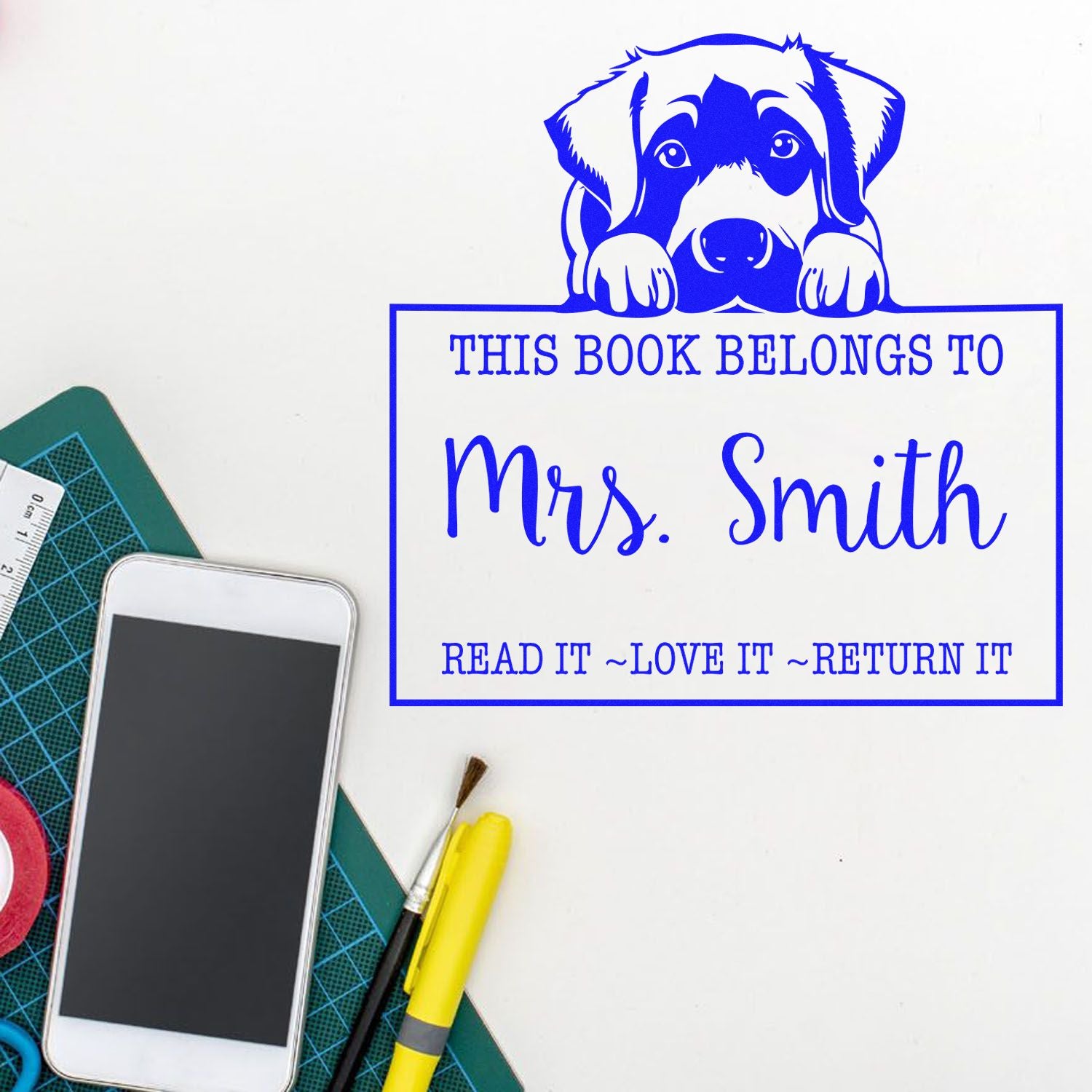 Slim Anatolian Shepherd Personalized Book Name Stamp - Engineer Seal Stamps