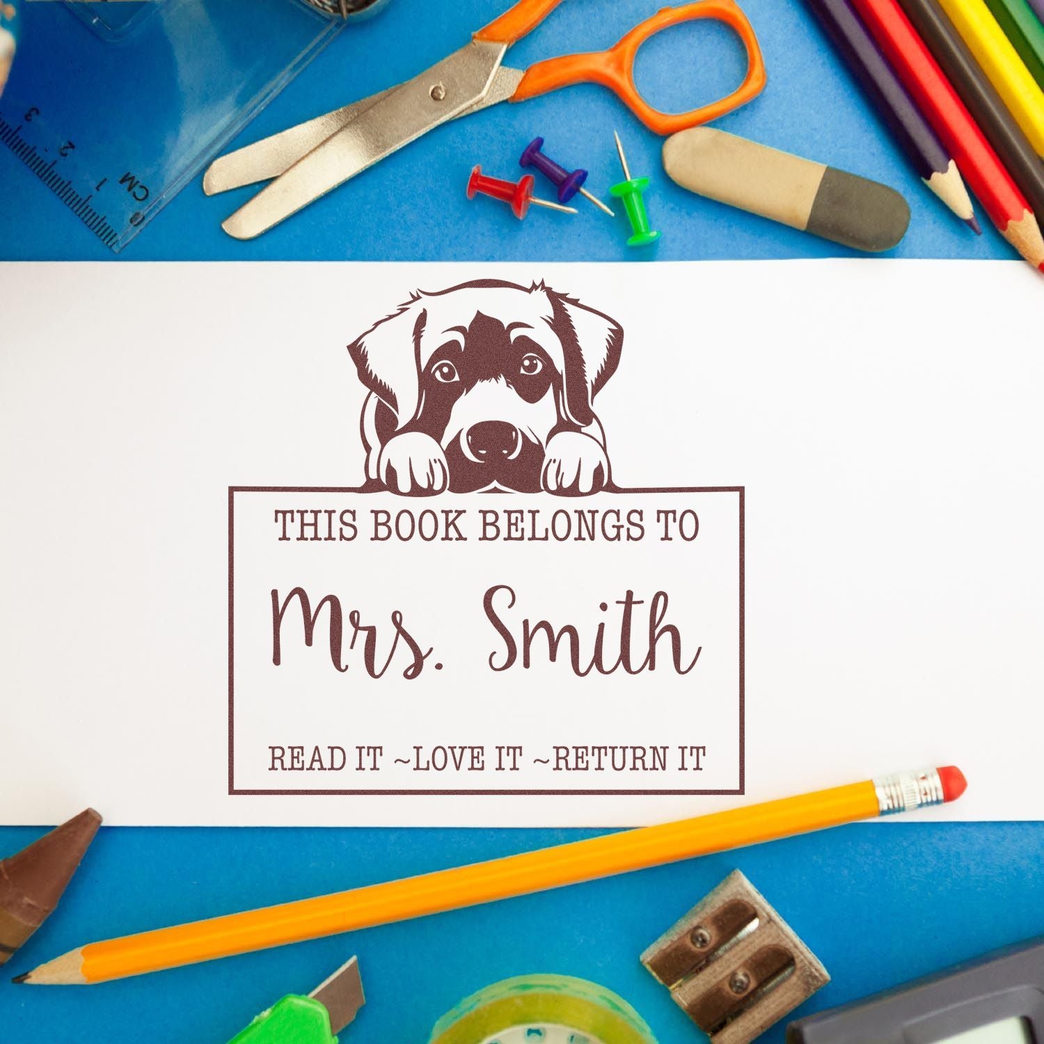 Slim Anatolian Shepherd Personalized Book Name Stamp - Engineer Seal Stamps