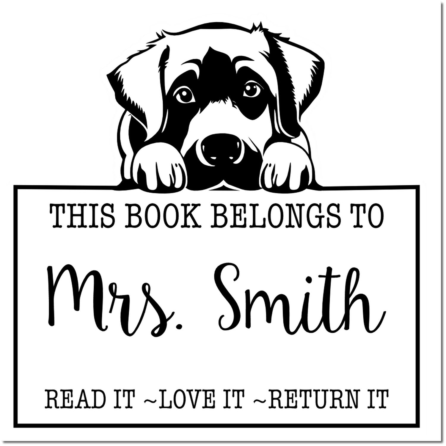 Slim Anatolian Shepherd Personalized Book Name Stamp - Engineer Seal Stamps