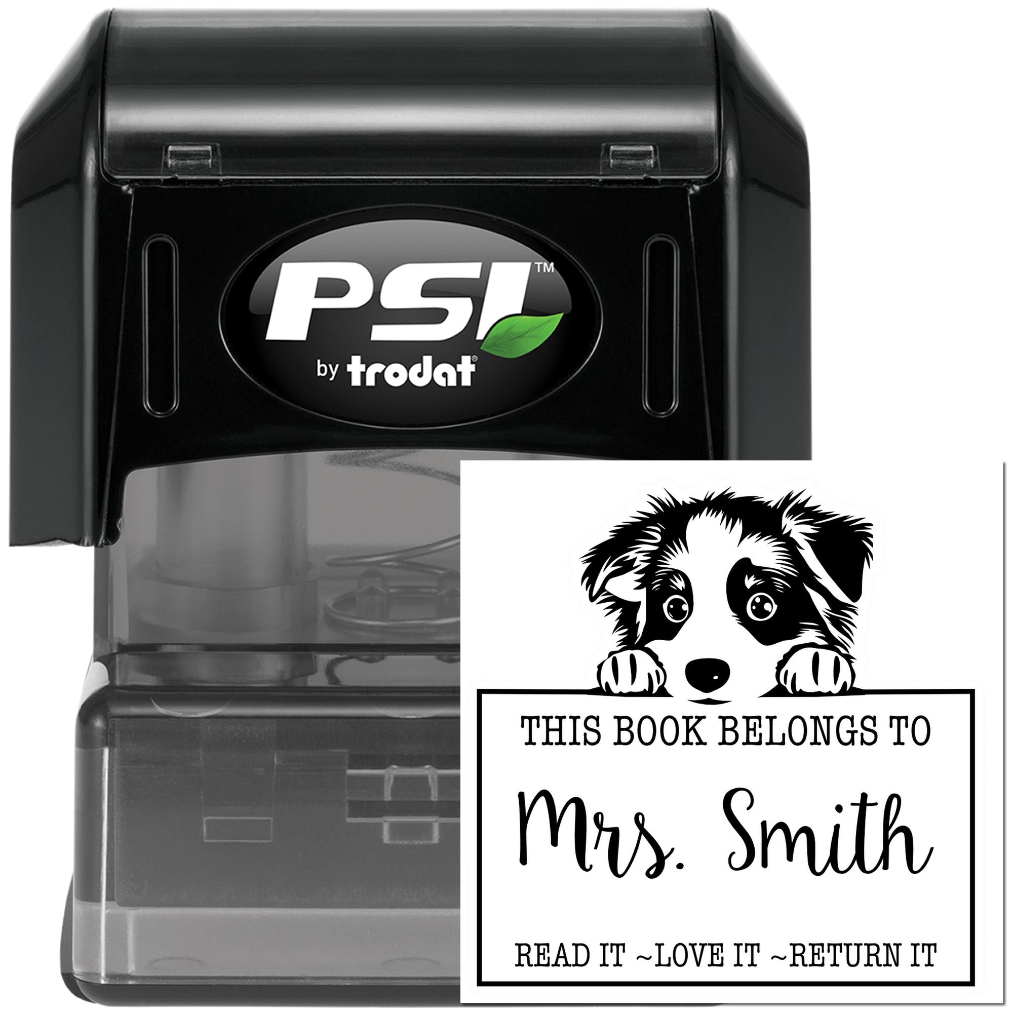 Pre-Inked Australian Shepherd Custom Book Collection Stamp - Engineer Seal Stamps