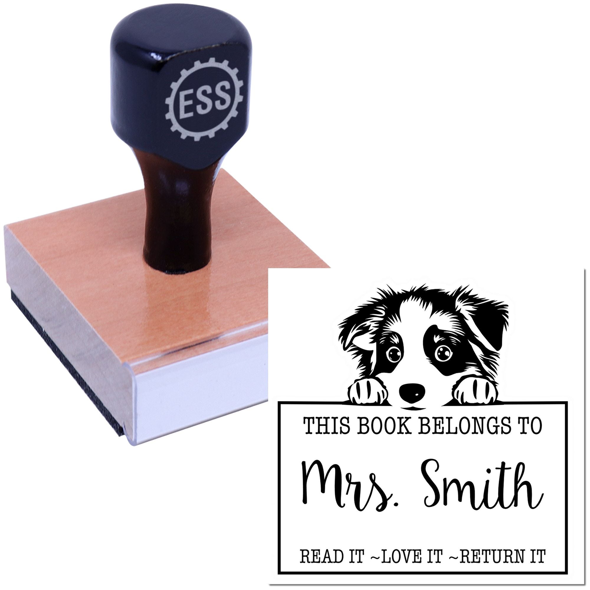 Australian Shepherd Customized Read It Love It Return It Customized Rubber Stamp - Engineer Seal Stamps