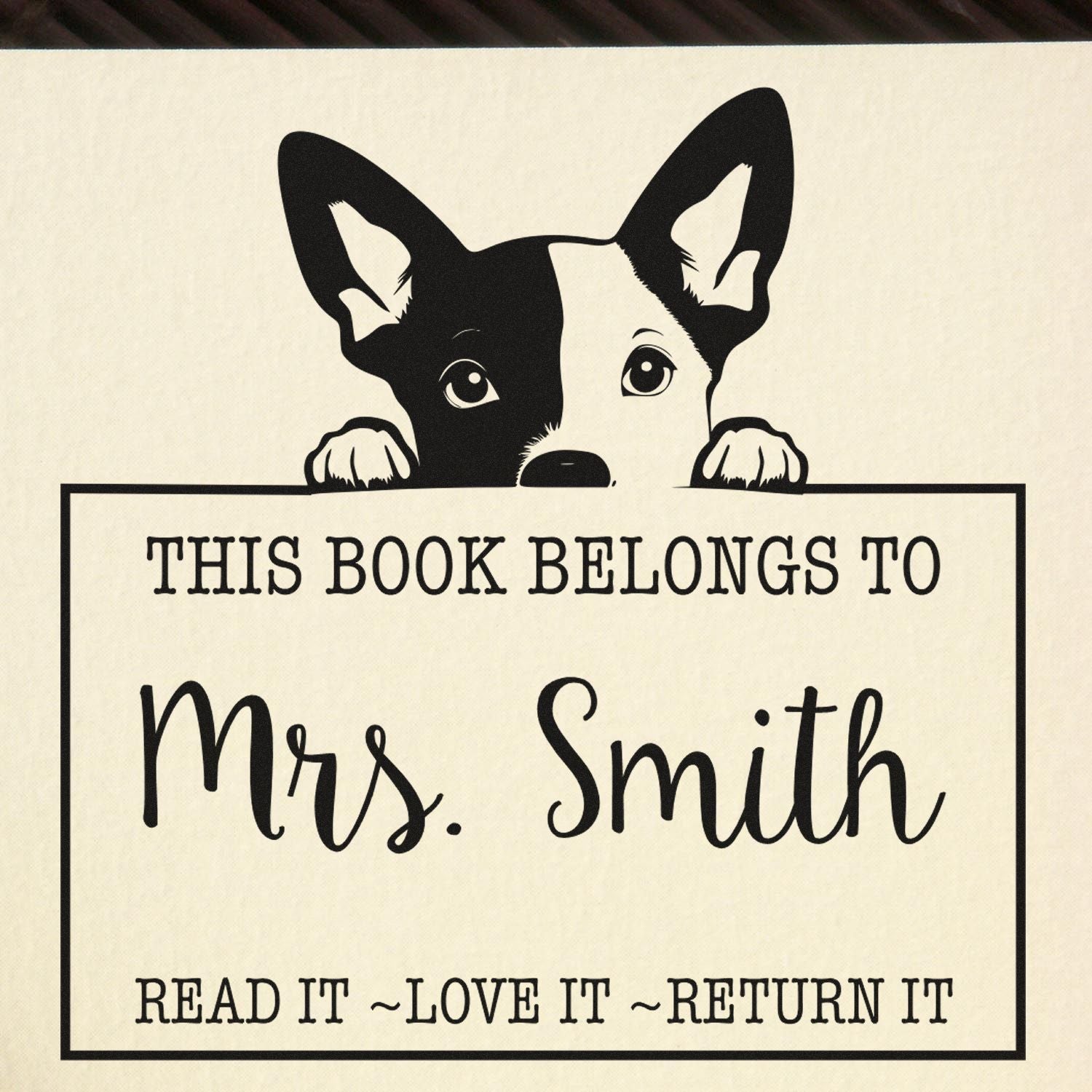 Adorable Self-Inking Basenji Personalizable Library Book Stamp - Engineer Seal Stamps