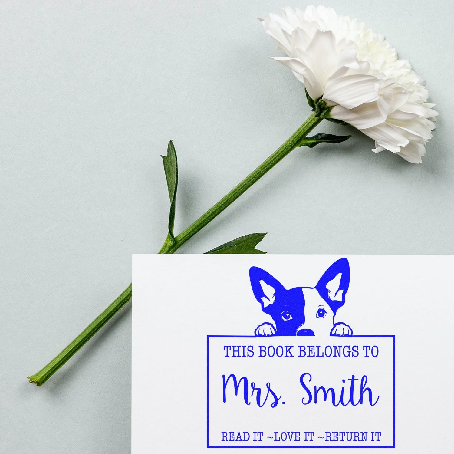 Adorable Self-Inking Basenji Personalizable Library Book Stamp - Engineer Seal Stamps