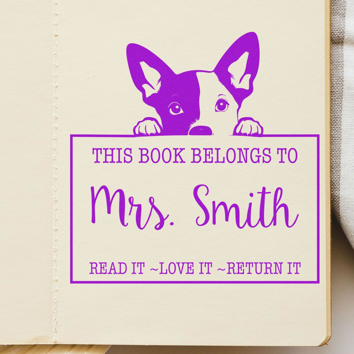 Adorable Self-Inking Basenji Personalizable Library Book Stamp - Engineer Seal Stamps