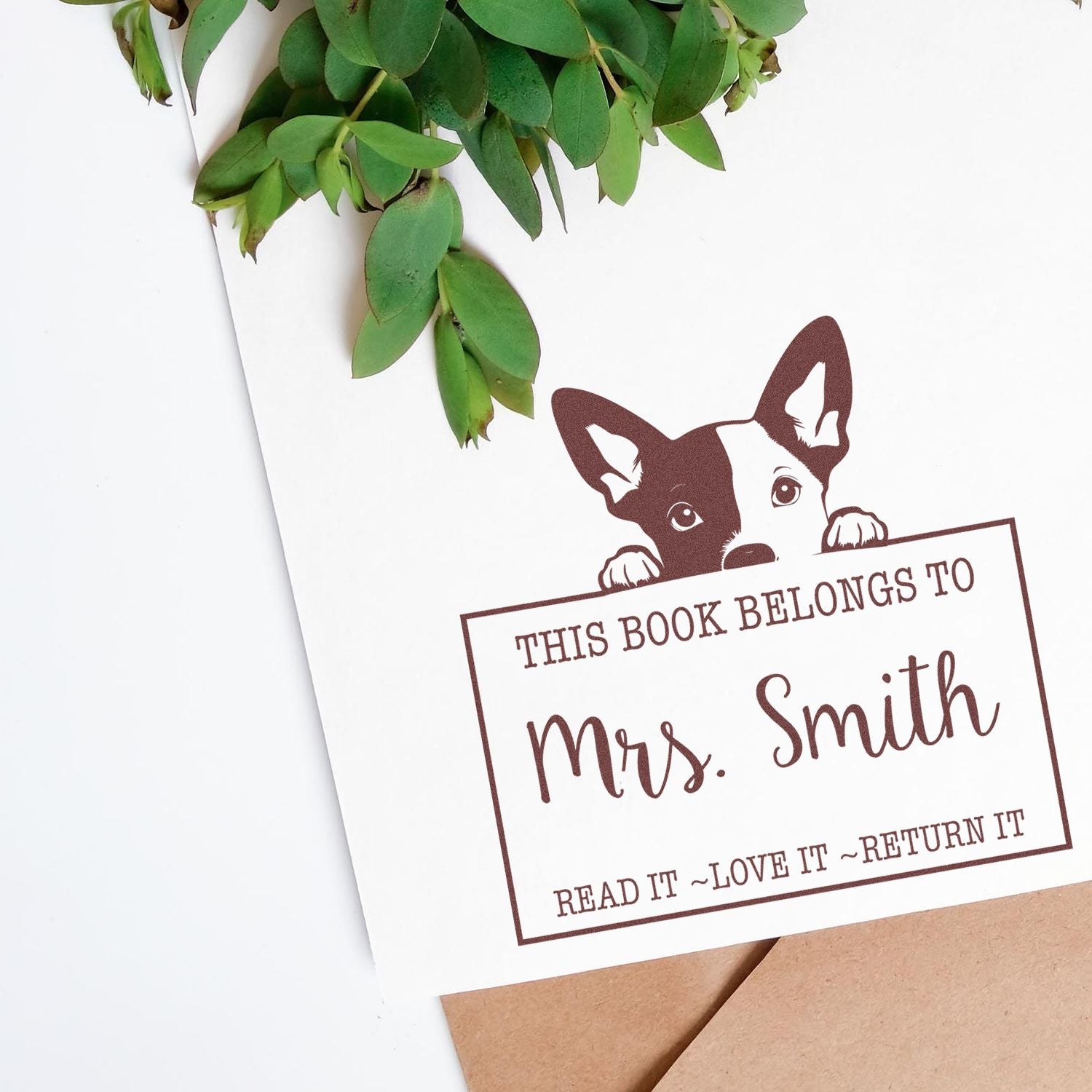 Slim Basenji Personalized Book Lending Stamp - Engineer Seal Stamps
