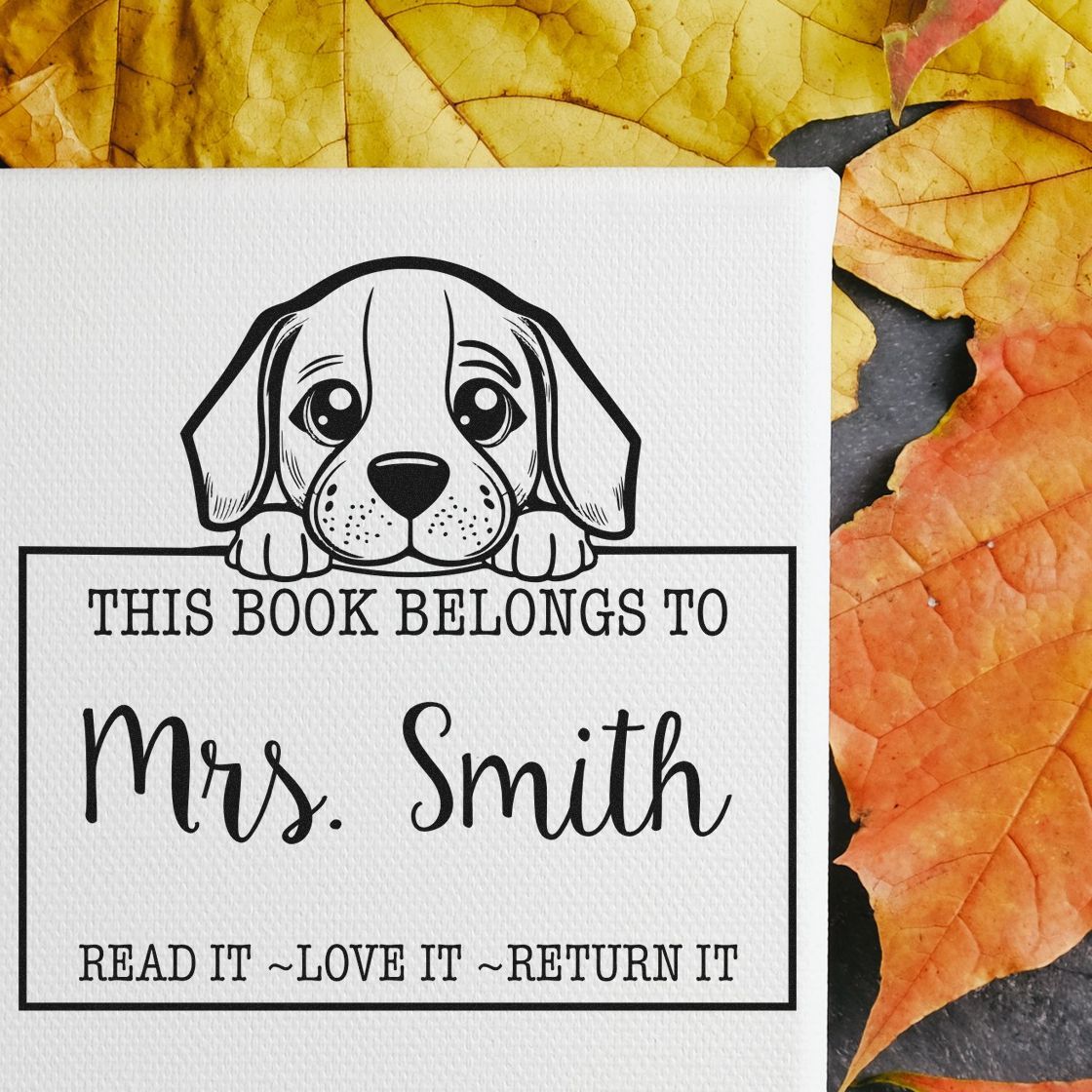 Adorable Beagle Customized Read It Love It Return It For Book Exchange Rubber Stamp - Engineer Seal Stamps