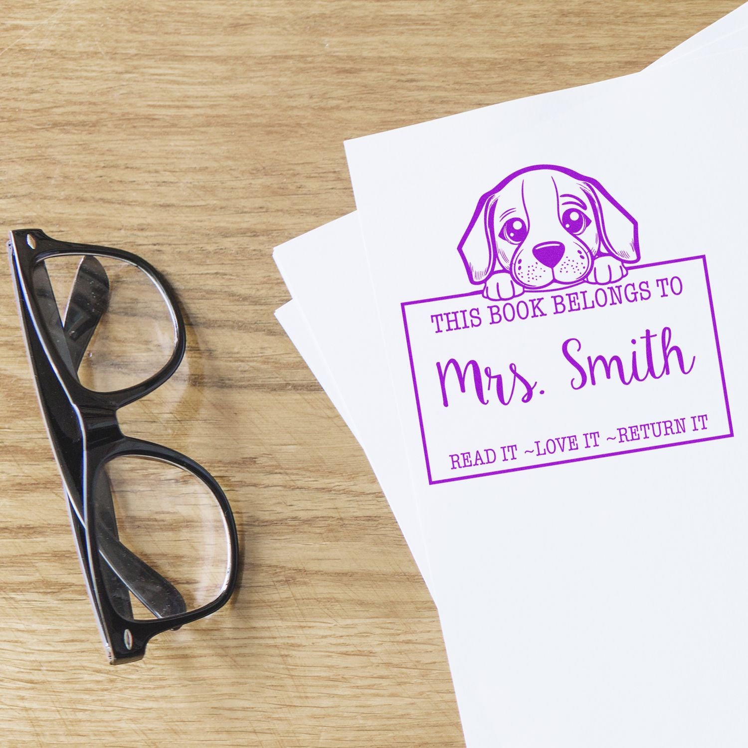 Pre-Inked Beagle Custom Book Lover Stamp - Engineer Seal Stamps