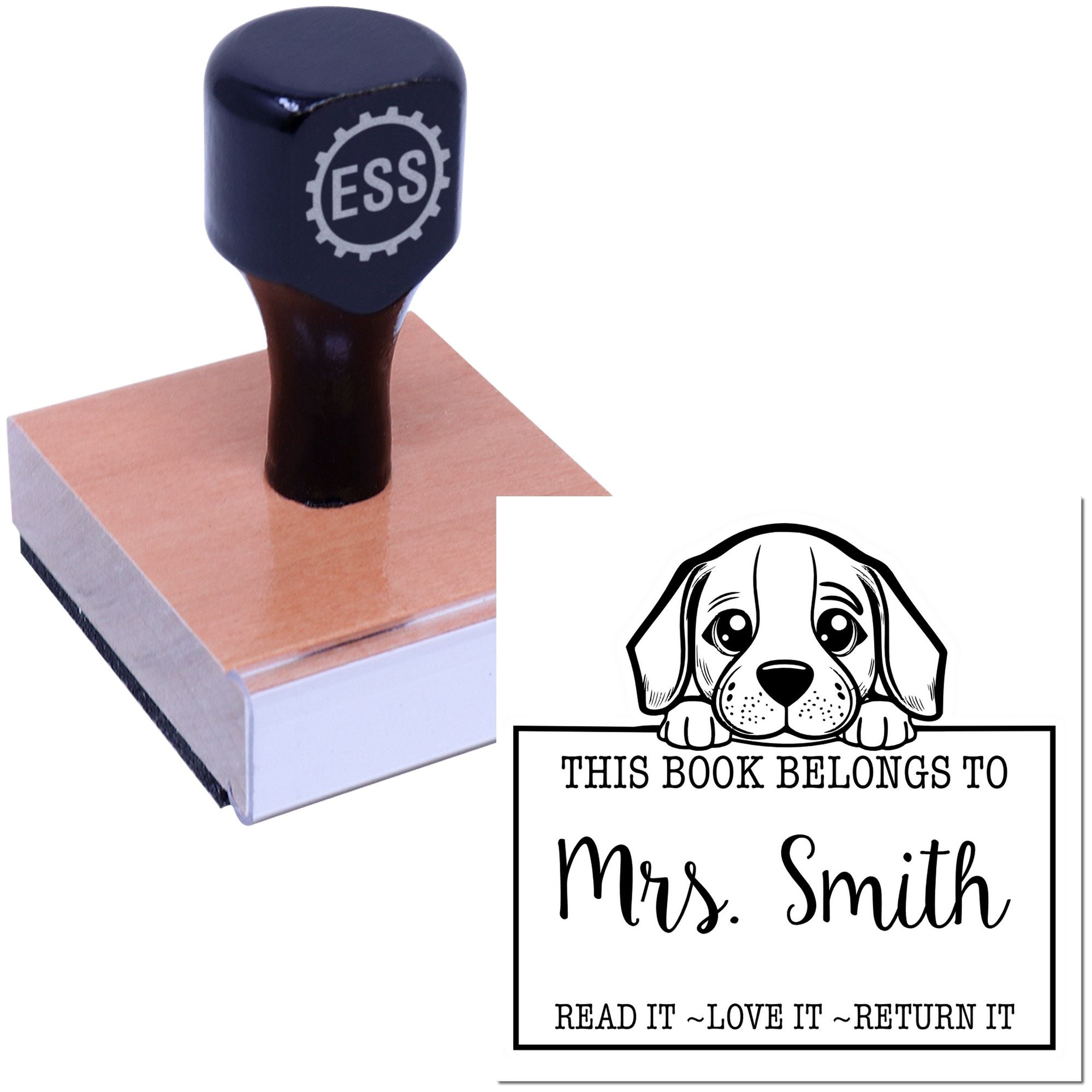 Adorable Beagle Customized Read It Love It Return It For Book Exchange Rubber Stamp - Engineer Seal Stamps