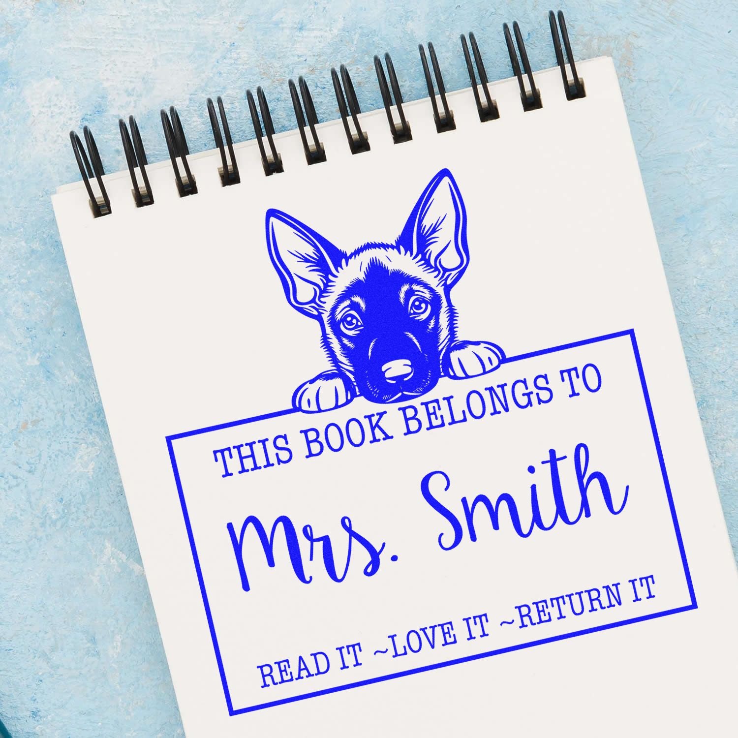 Slim Belgian Malinois Personalized Book Circulation Stamp - Engineer Seal Stamps