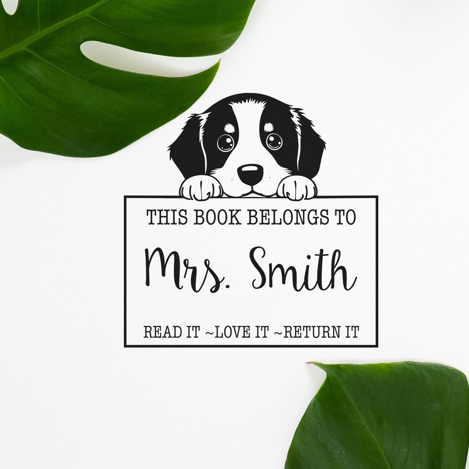 Adorable Self-Inking Bernese Mountain Personalizable Name For Books Stamp - Engineer Seal Stamps