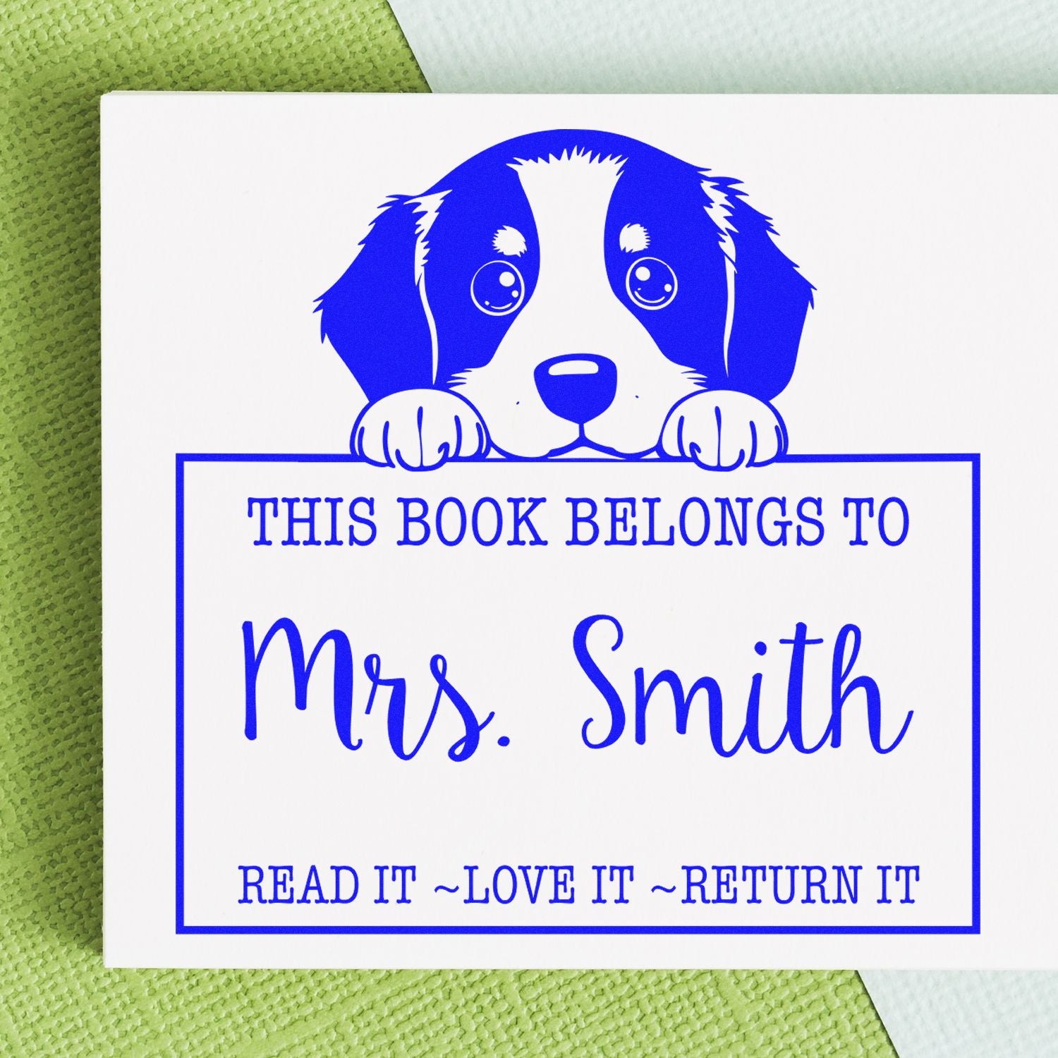 Slim Bernese Mountain Personalized Book Borrowing Stamp - Engineer Seal Stamps