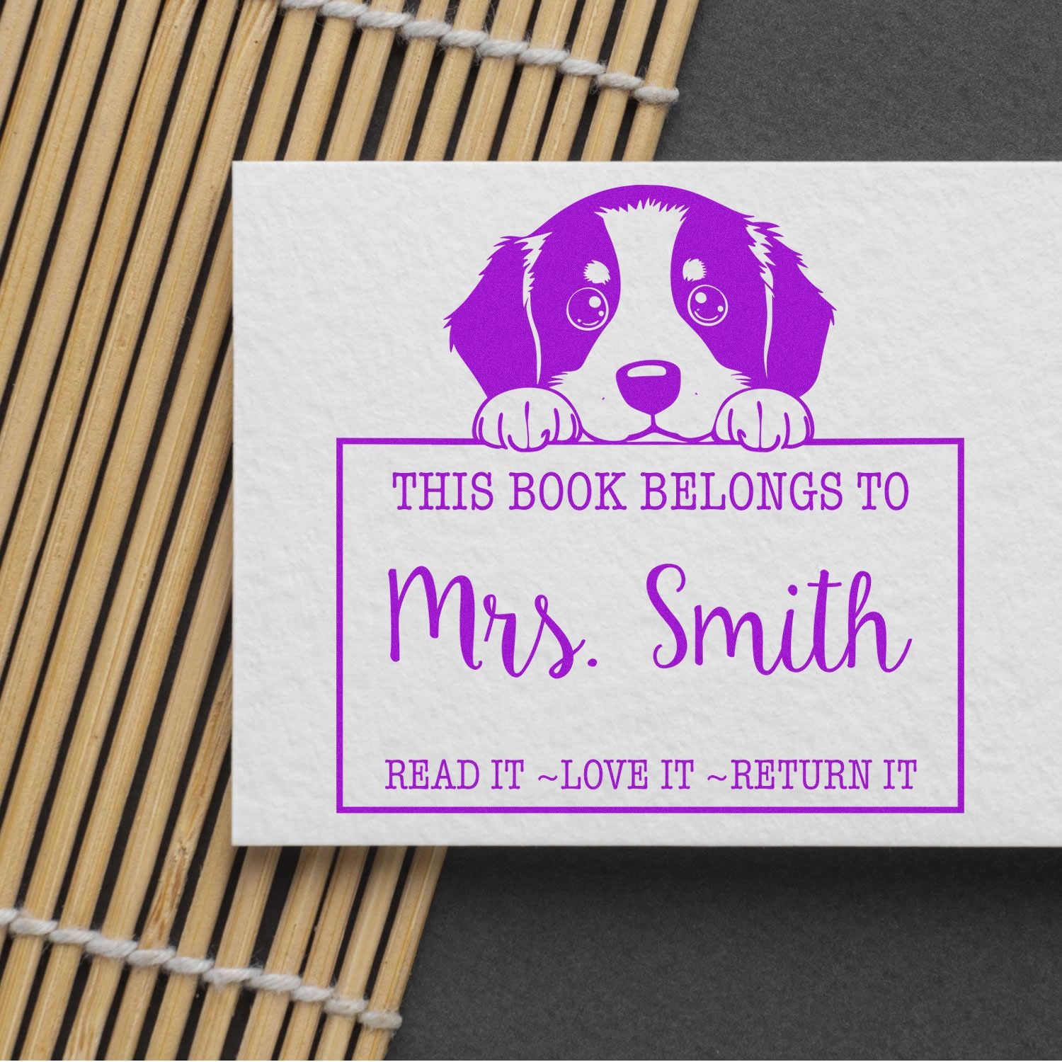 Adorable Self-Inking Bernese Mountain Personalizable Name For Books Stamp - Engineer Seal Stamps