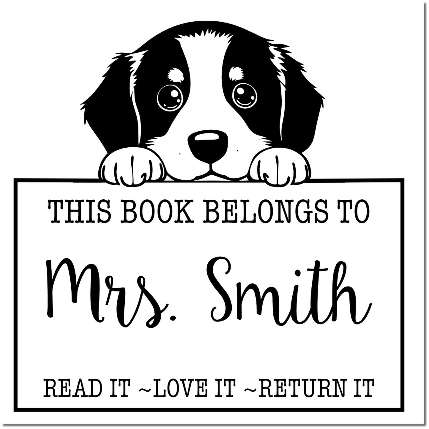 Slim Bernese Mountain Personalized Book Borrowing Stamp - Engineer Seal Stamps