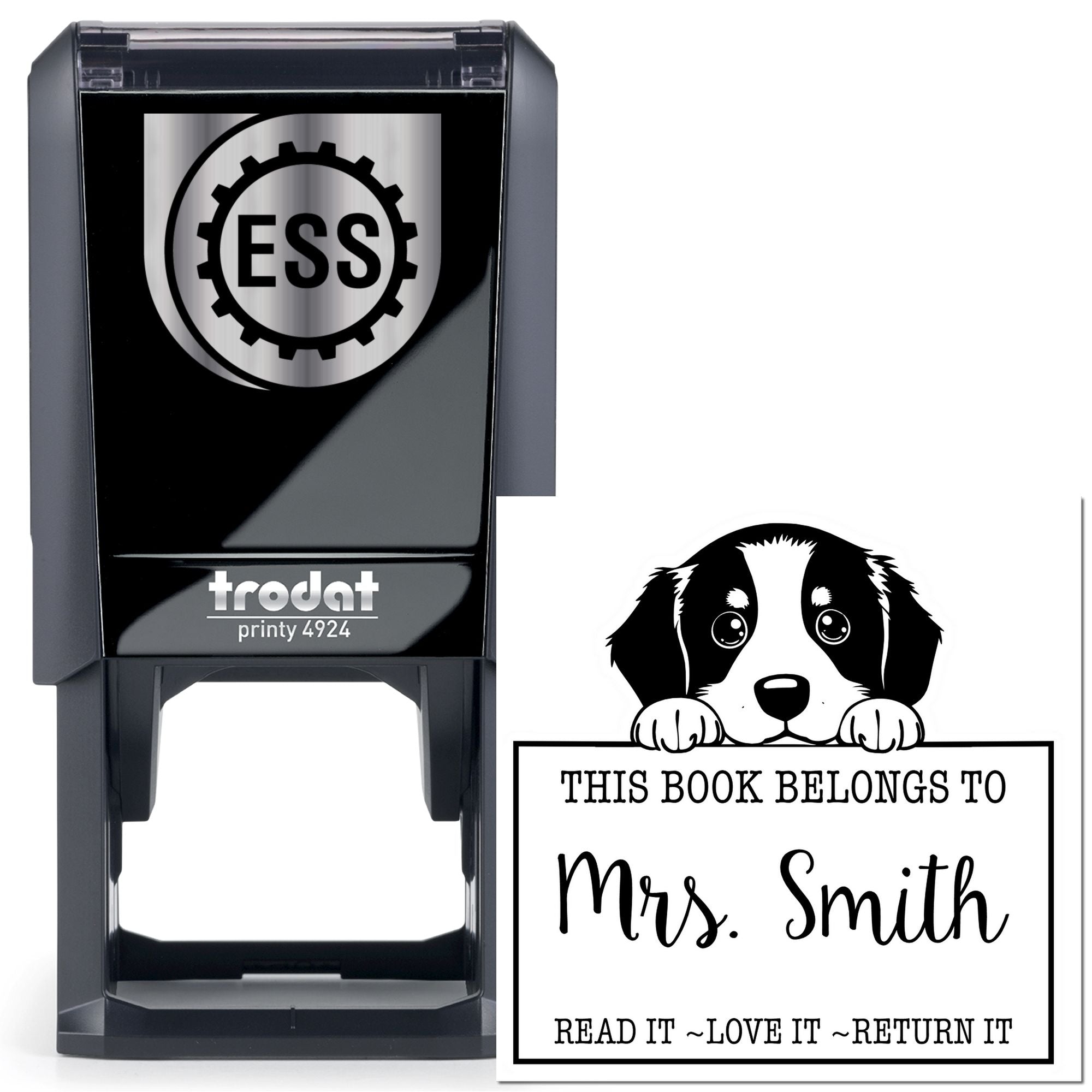 Adorable Self-Inking Bernese Mountain Personalizable Name For Books Stamp - Engineer Seal Stamps