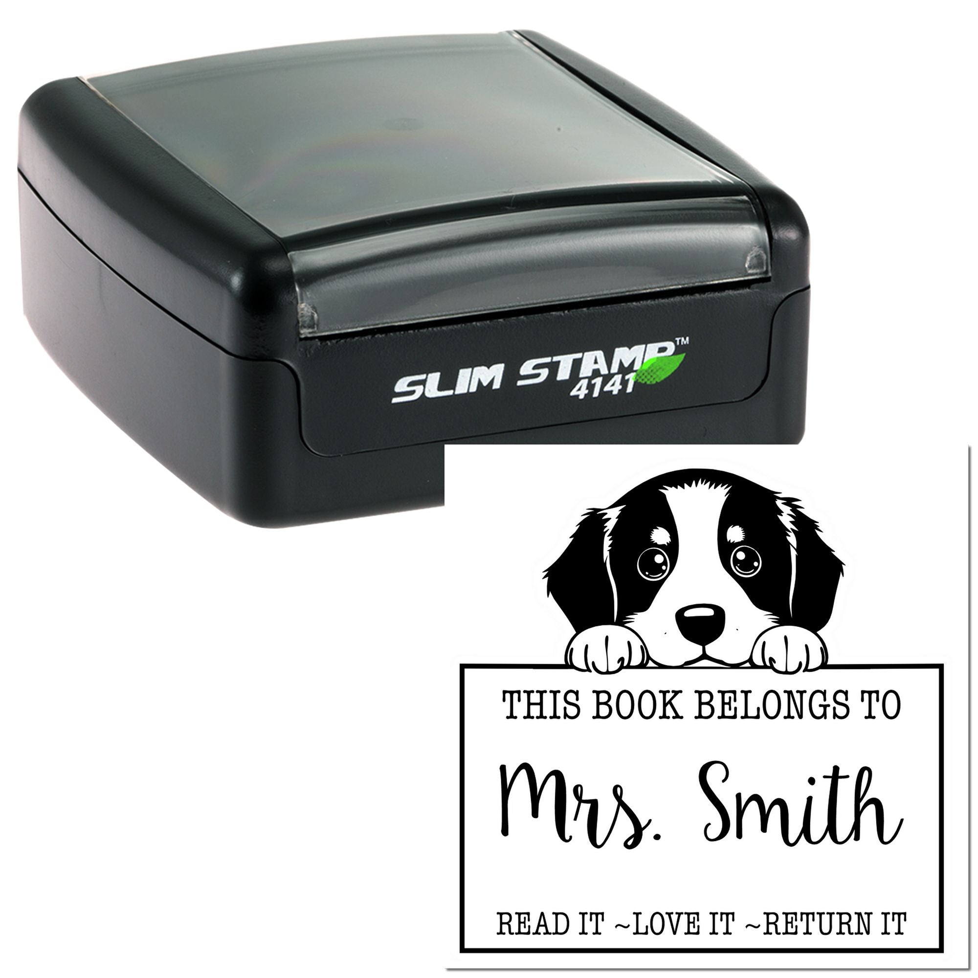 Slim Bernese Mountain Personalized Book Borrowing Stamp - Engineer Seal Stamps