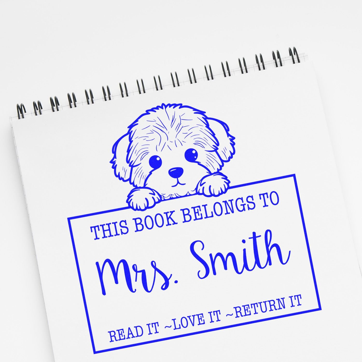 Slim Bichon Frise Personalized Bibliophile Stamp - Engineer Seal Stamps