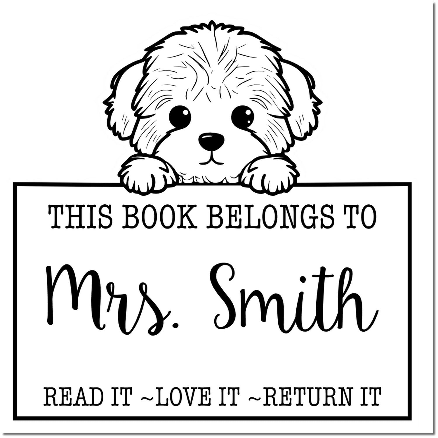 Pre-Inked Bichon Frise Custom Book Return Stamp - Engineer Seal Stamps