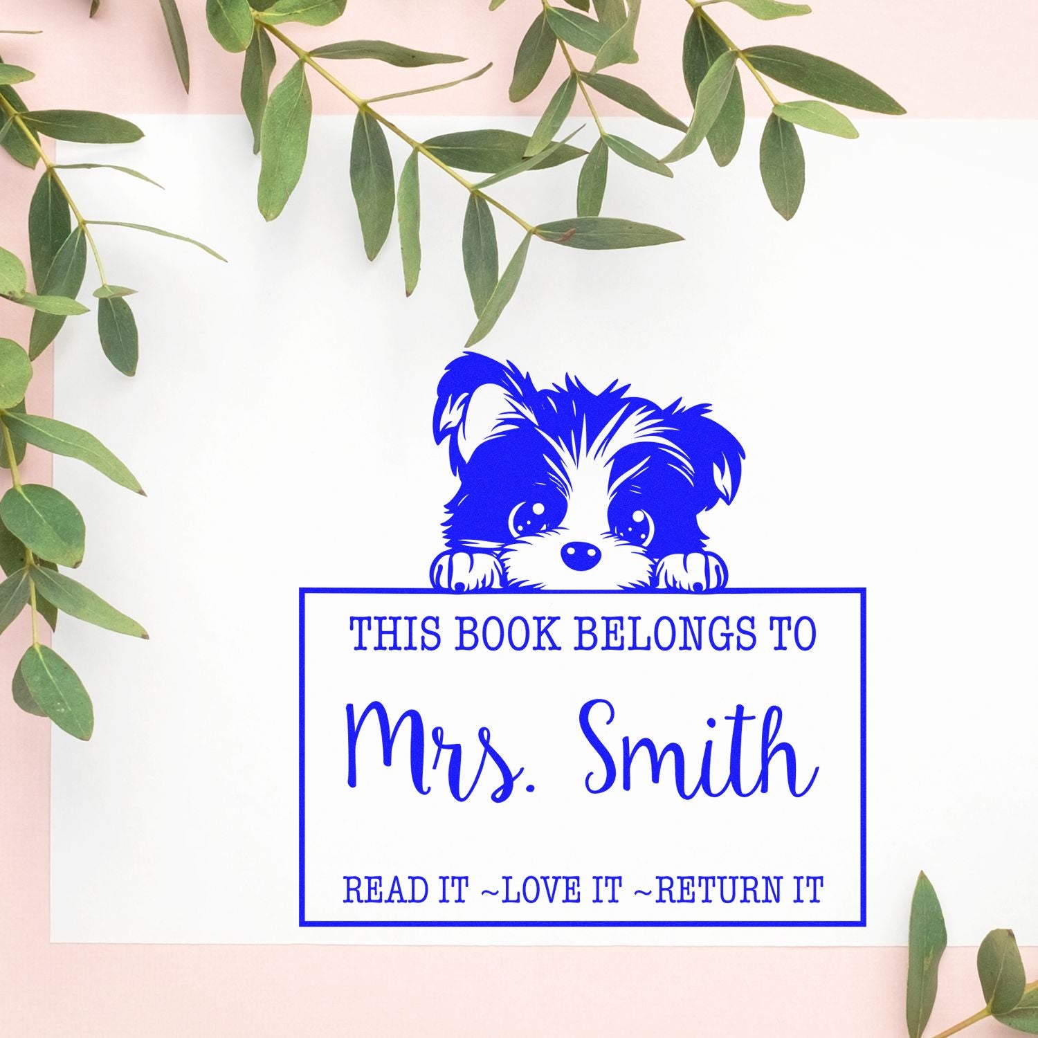 Adorable Biewer Terrier Customized Read It Love It Return It For Classroom Rubber Stamp - Engineer Seal Stamps