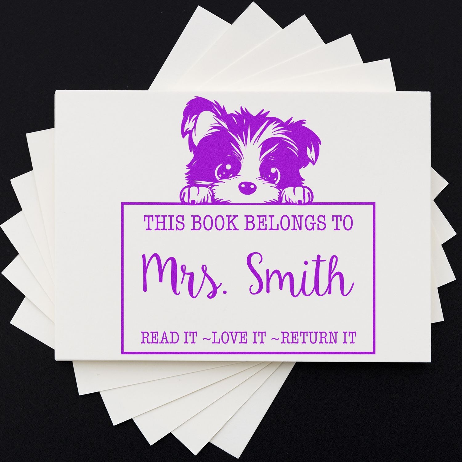 Adorable Biewer Terrier Customized Read It Love It Return It For Classroom Rubber Stamp - Engineer Seal Stamps