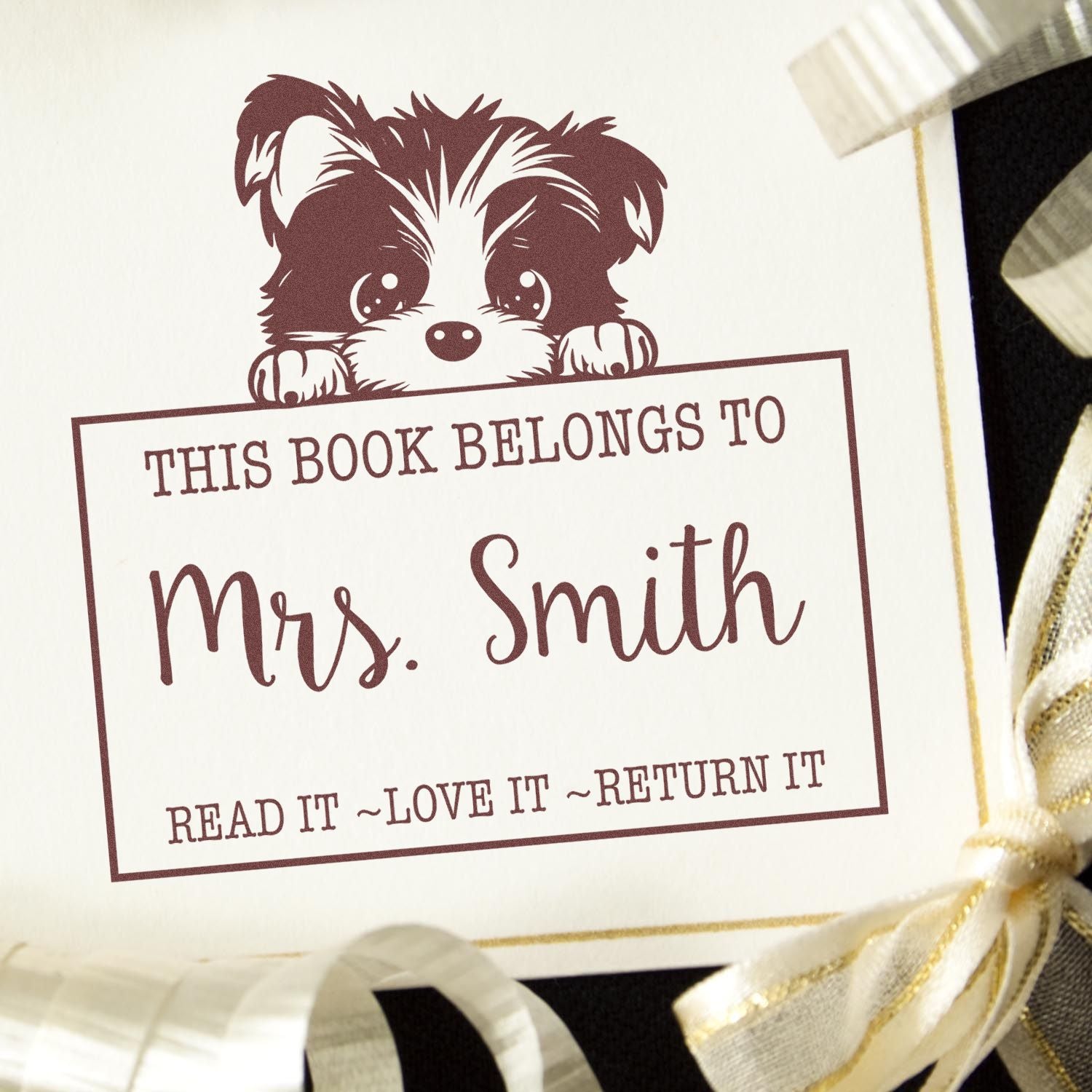 Adorable Biewer Terrier Customized Read It Love It Return It For Classroom Rubber Stamp - Engineer Seal Stamps