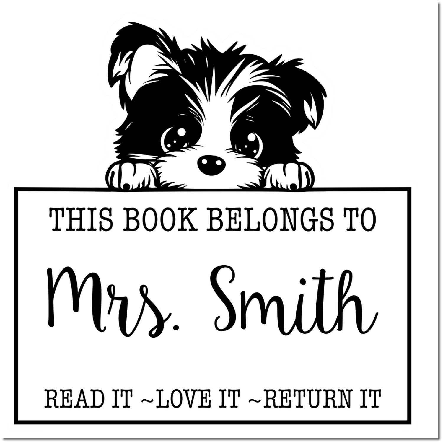 Adorable Biewer Terrier Customized Read It Love It Return It For Classroom Rubber Stamp - Engineer Seal Stamps