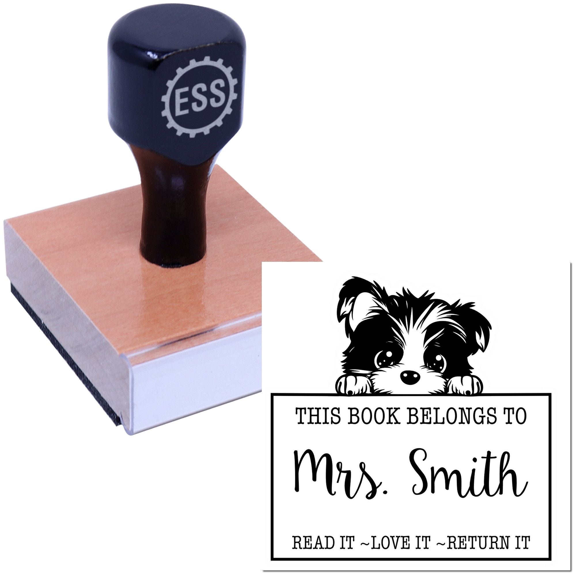 Adorable Biewer Terrier Customized Read It Love It Return It For Classroom Rubber Stamp - Engineer Seal Stamps