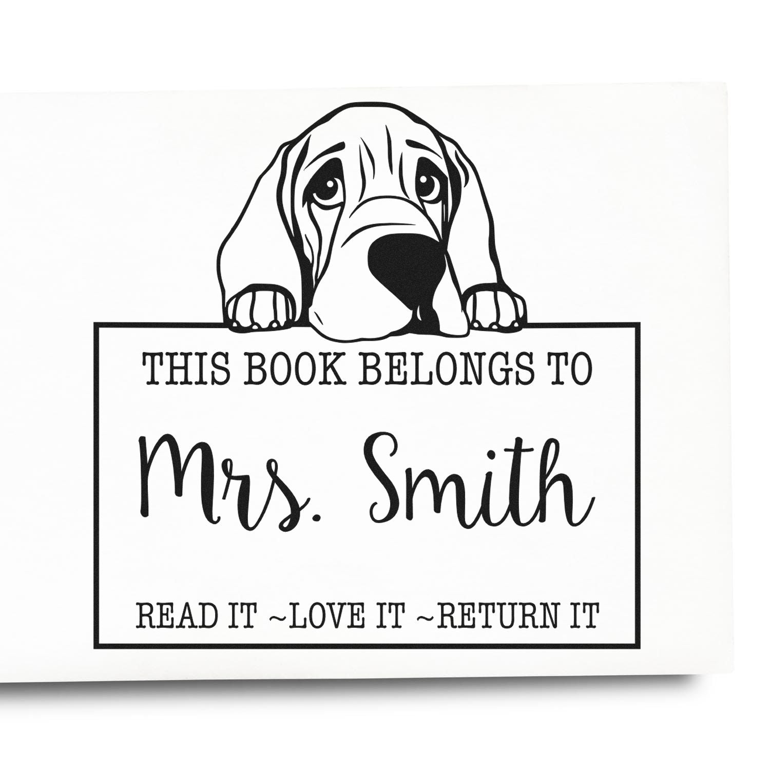 Self-Inking Bloodhound Personalizable Private Library Stamp - Engineer Seal Stamps