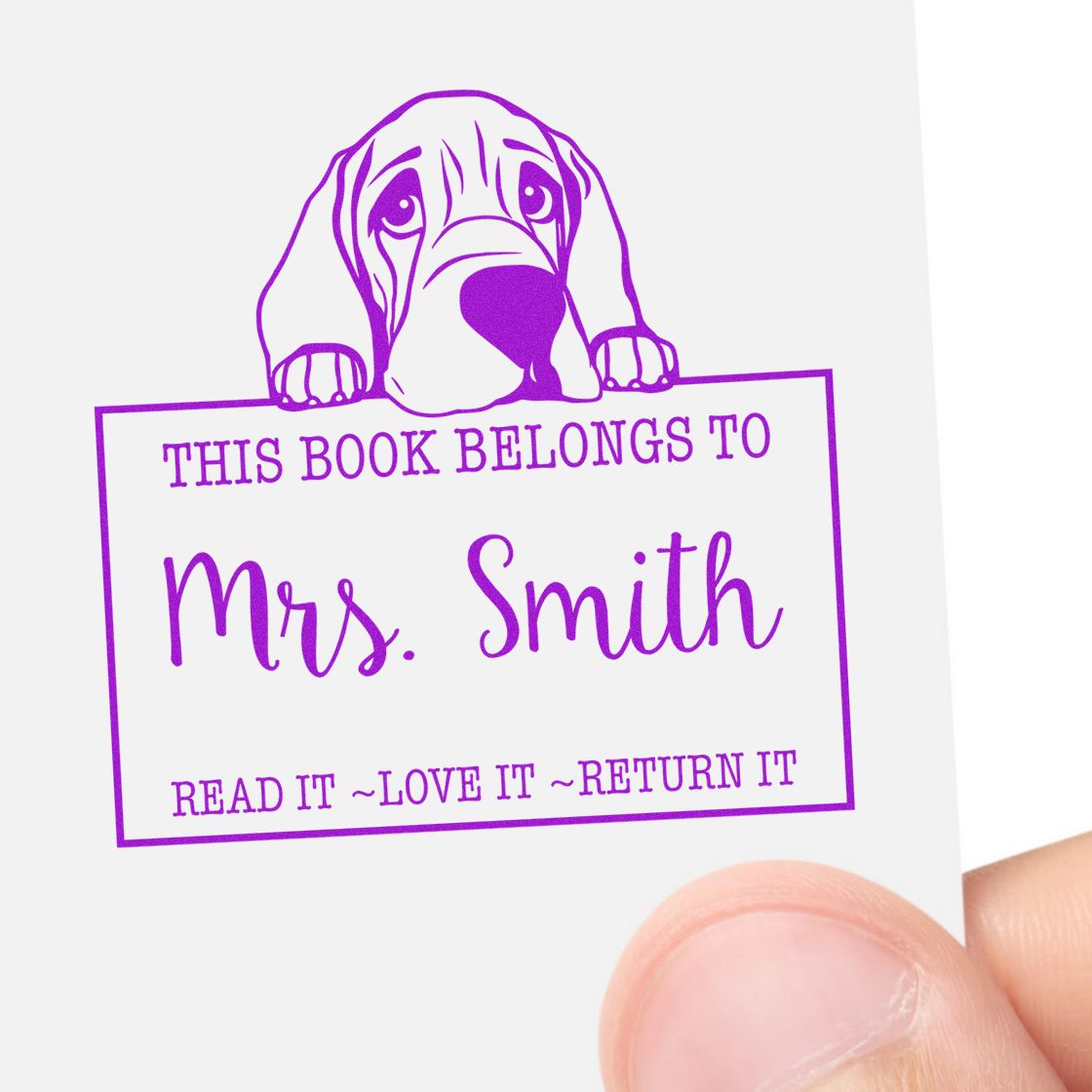Self-Inking Bloodhound Personalizable Private Library Stamp - Engineer Seal Stamps