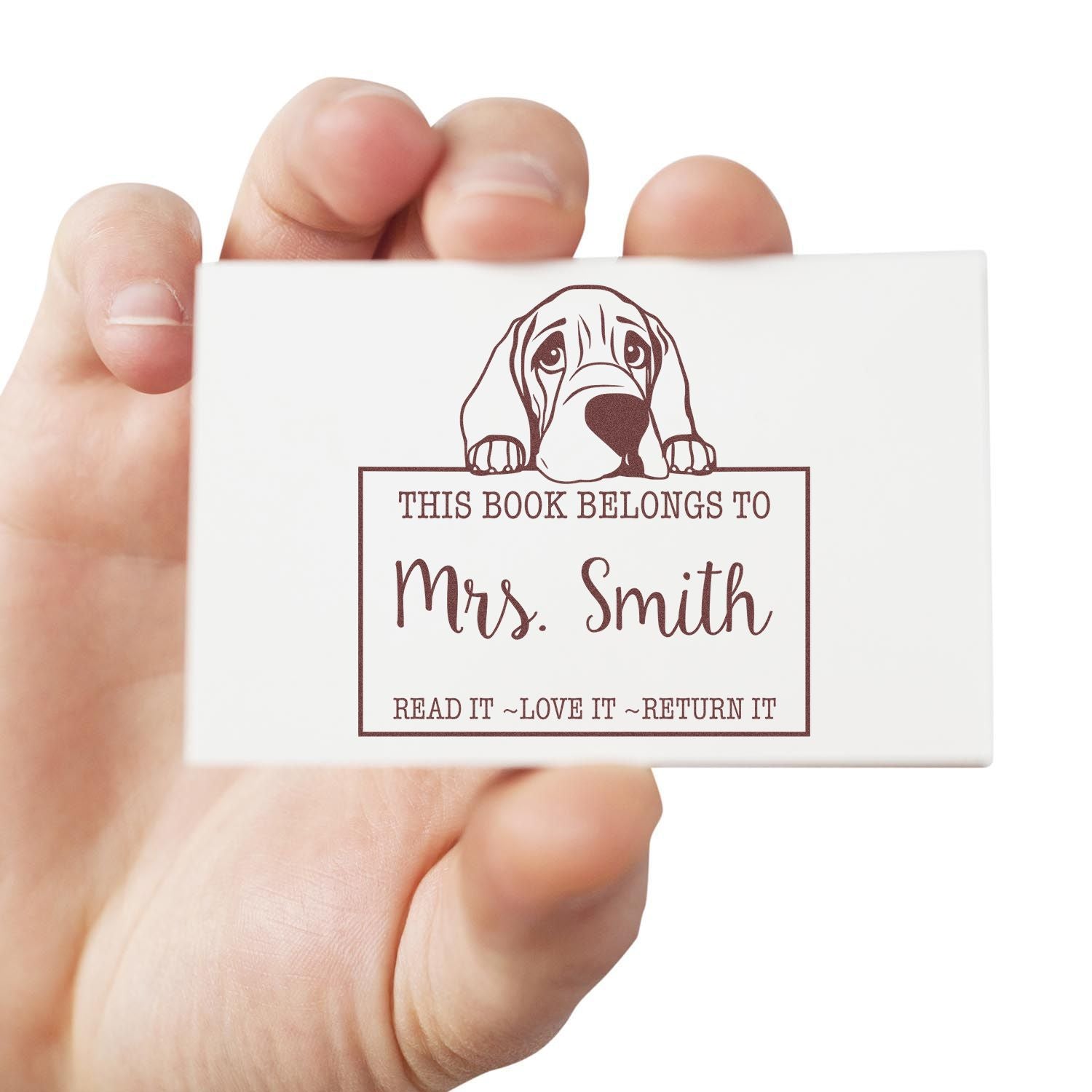 Slim Bloodhound Custom-Made Return To Library Stamp - Engineer Seal Stamps