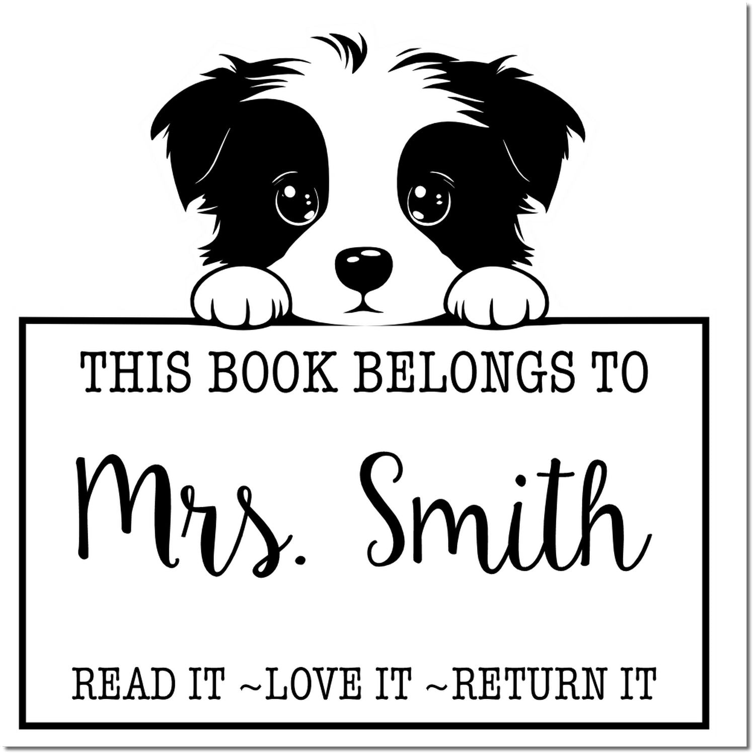 Slim Border Collie Custom-Made Read It Stamp - Engineer Seal Stamps