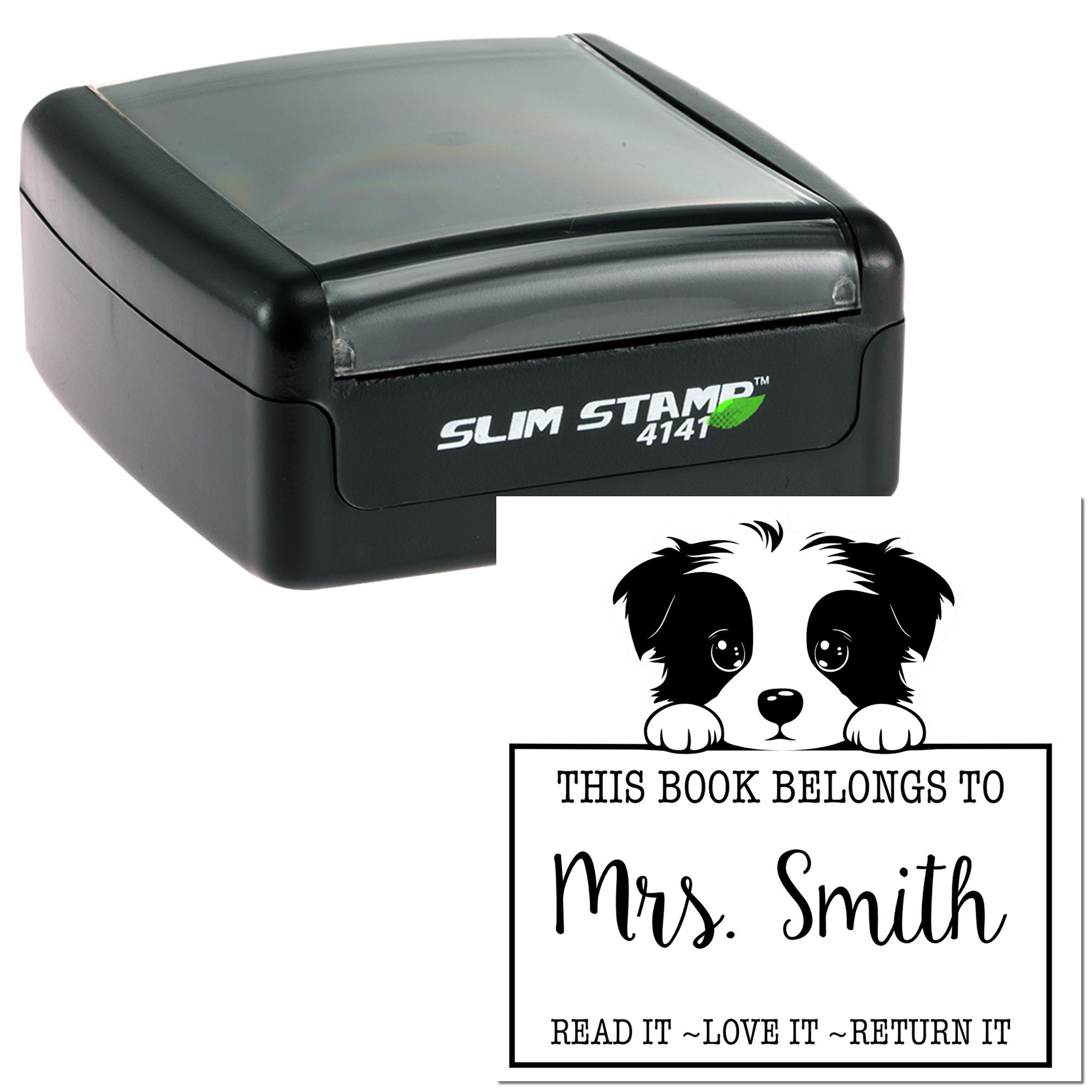 Slim Border Collie Custom-Made Read It Stamp - Engineer Seal Stamps