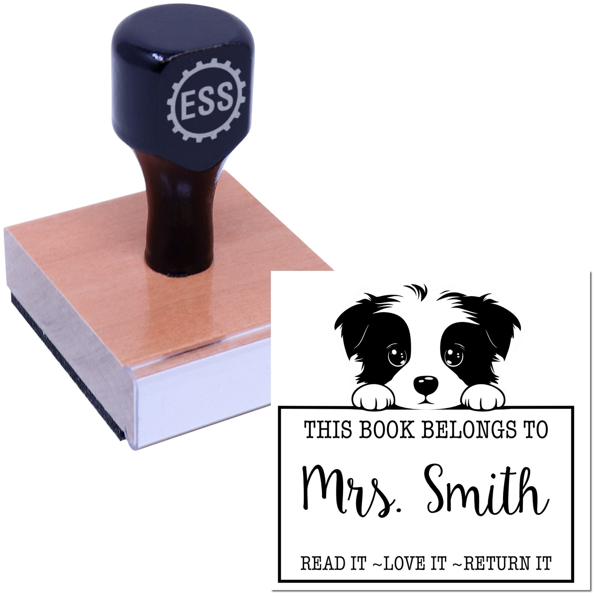 Border Collie Customized Read It Love It Return It For Libraries Rubber Stamp