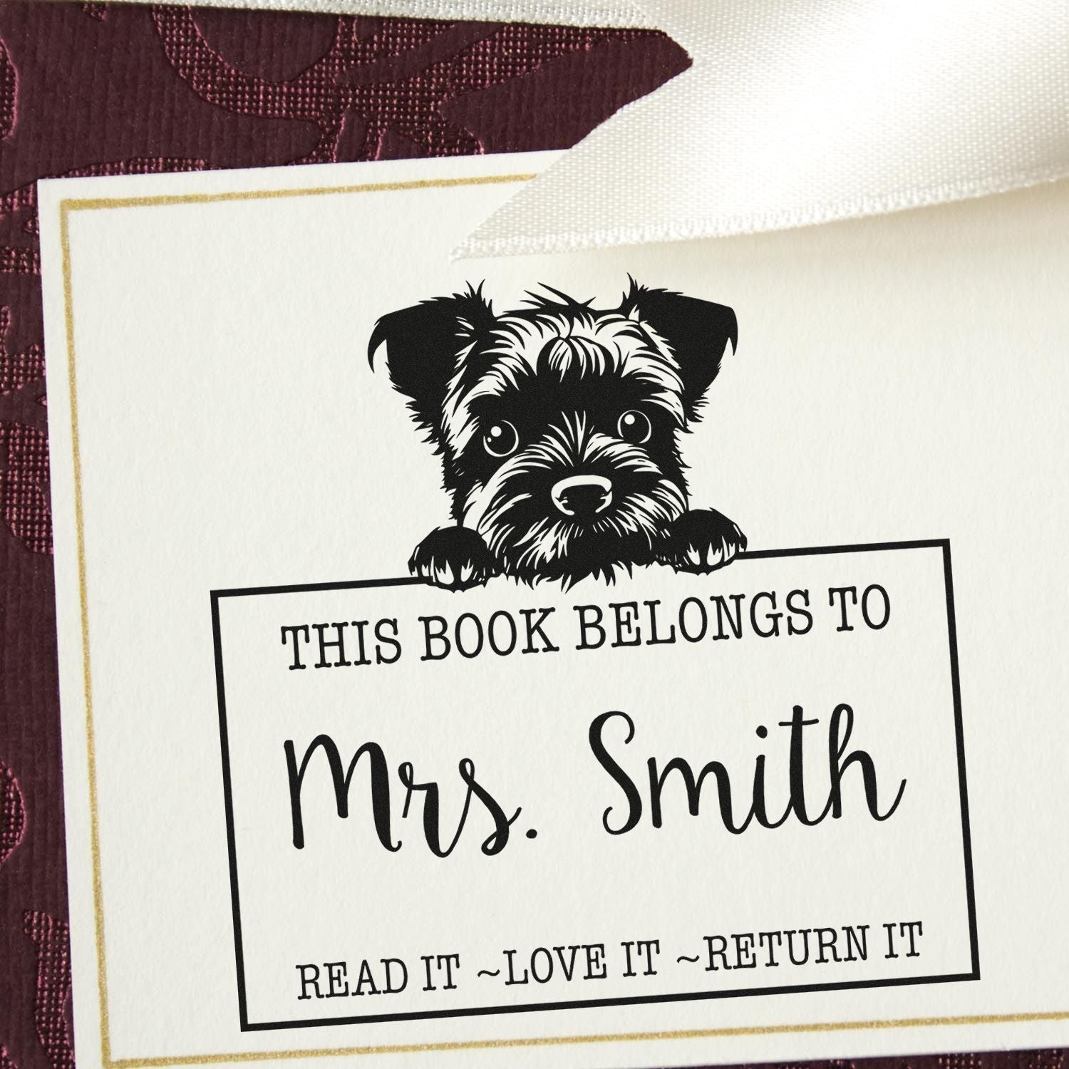 Pre-Inked Border Terrier Custom Bookworm Stamp - Engineer Seal Stamps