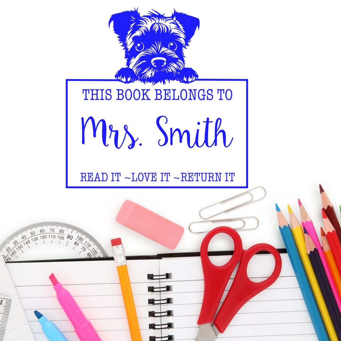 Slim Border Terrier Custom-Made Read It Return It Stamp - Engineer Seal Stamps