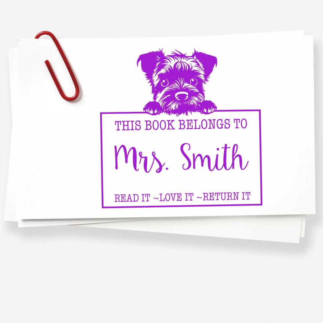 Border Terrier Customized Read It Love It Return It For Schools Rubber Stamp