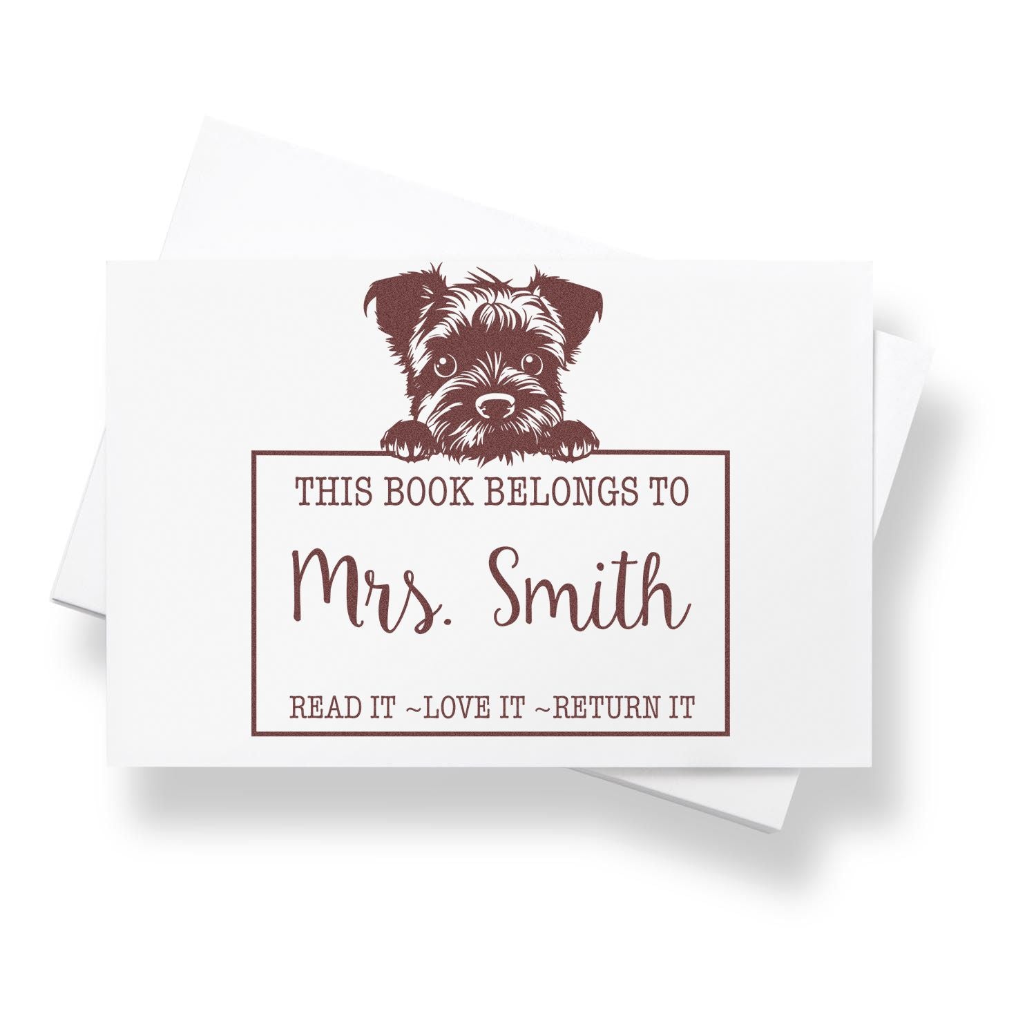 Border Terrier Customized Read It Love It Return It For Schools Rubber Stamp - Engineer Seal Stamps