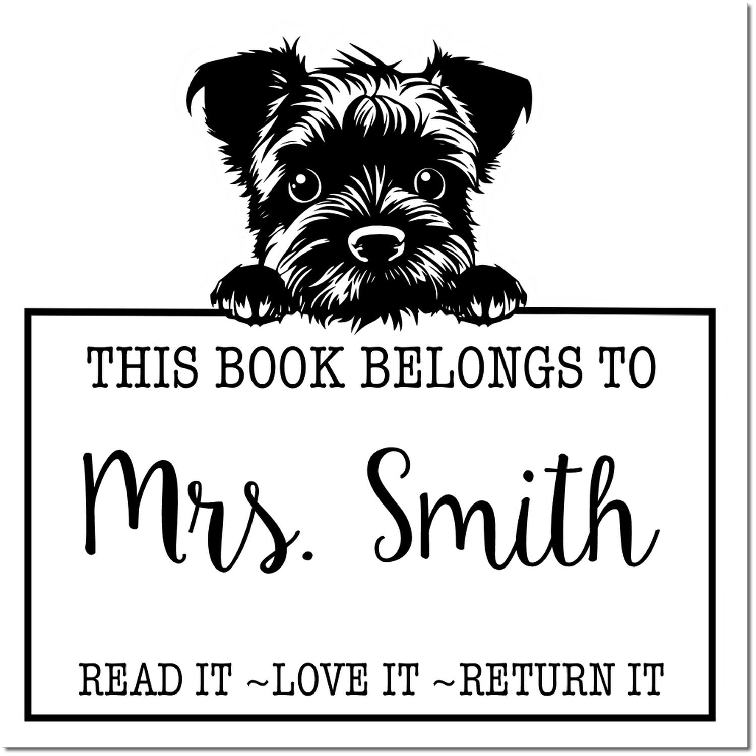 Border Terrier Customized Read It Love It Return It For Schools Rubber Stamp - Engineer Seal Stamps