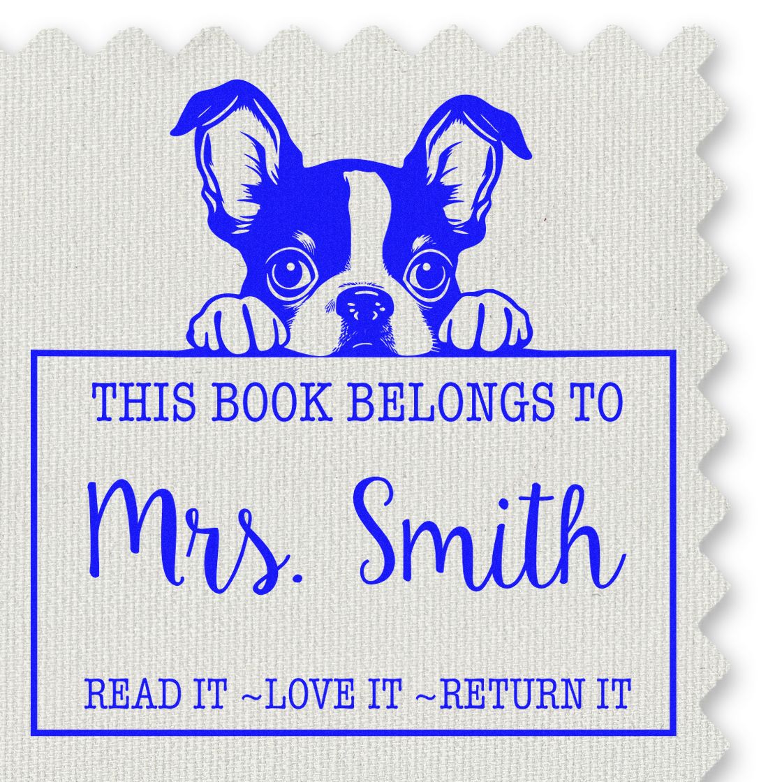 Pre-Inked Boston Terrier Custom For Library Books Stamp - Engineer Seal Stamps